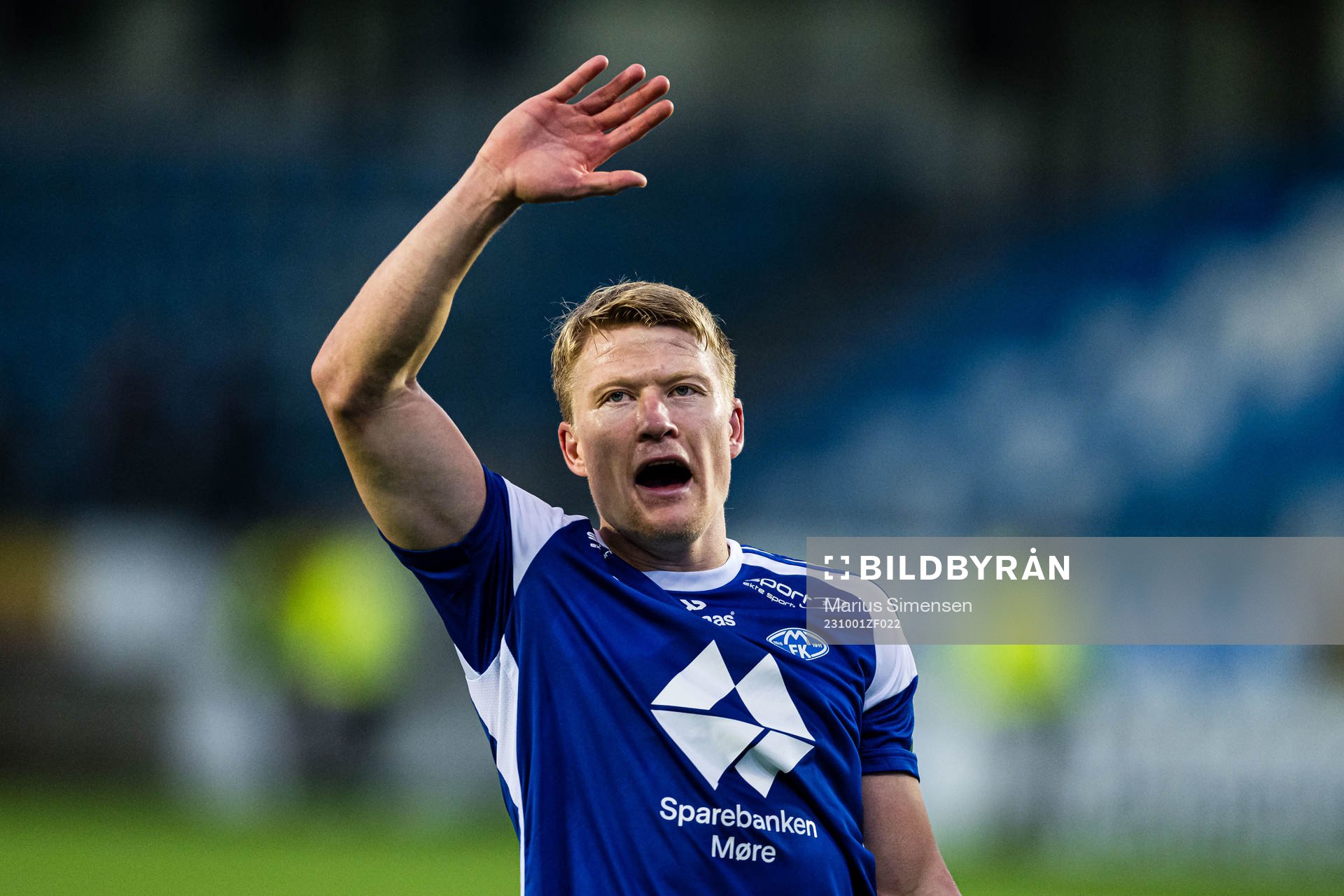Kristian Eriksen of Molde celebrates after the Eliteserien match between Molde and Viking on October 1, 2023 in Molde.
