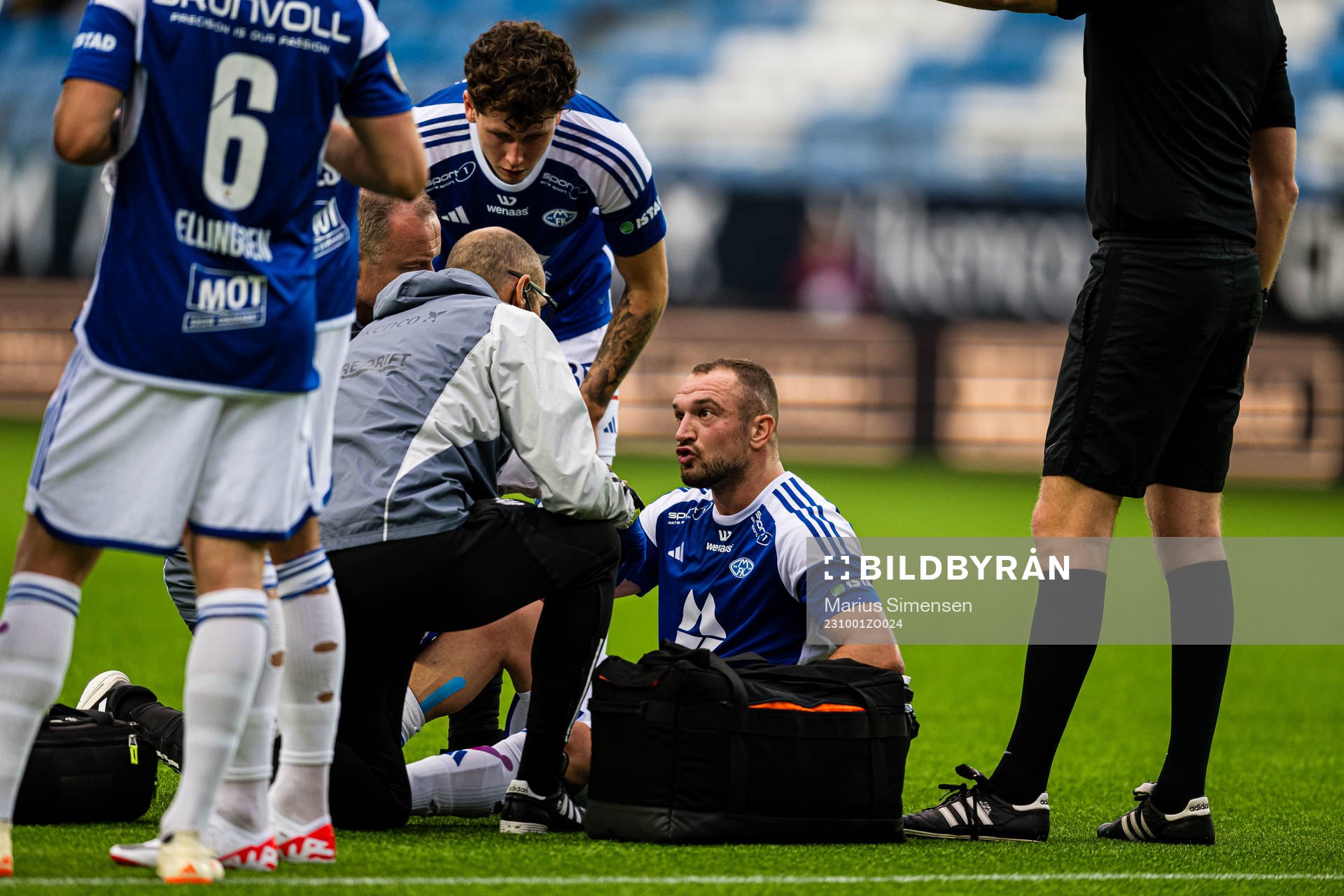 Veton Berisha of Molde with an injury