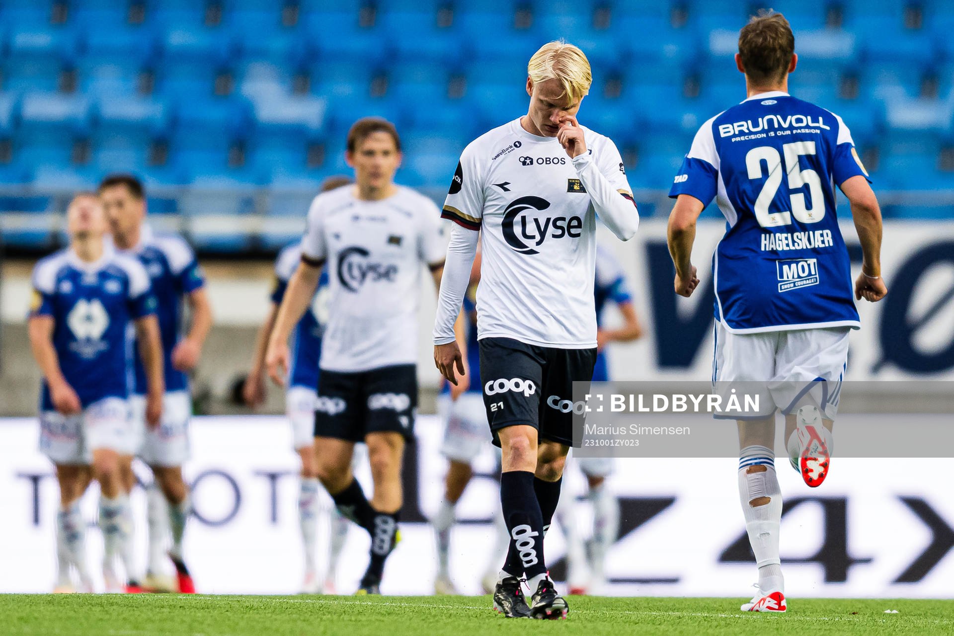 Harald Nilsen Tangen of Viking looks dejected