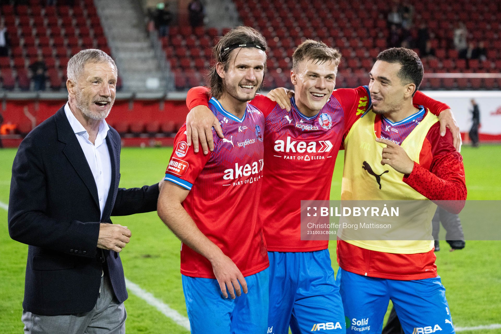 Helsingborgs tränare Stuart Baxter, Wilhelm Loeper, Erik