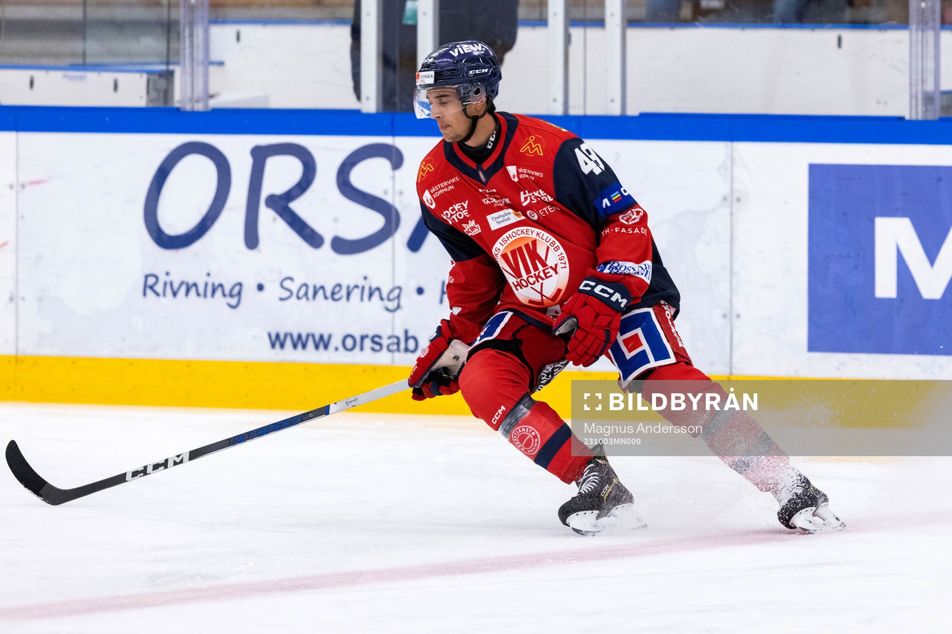 Västerviks Hugo Gabrielson på uppvärmningen
