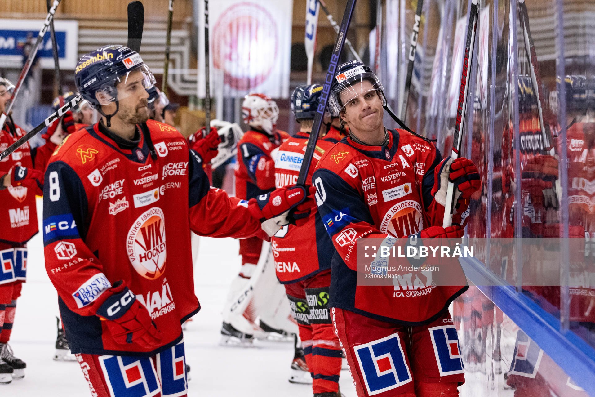 Västerviks Robin Carlsson och Mathias Wigley jublar