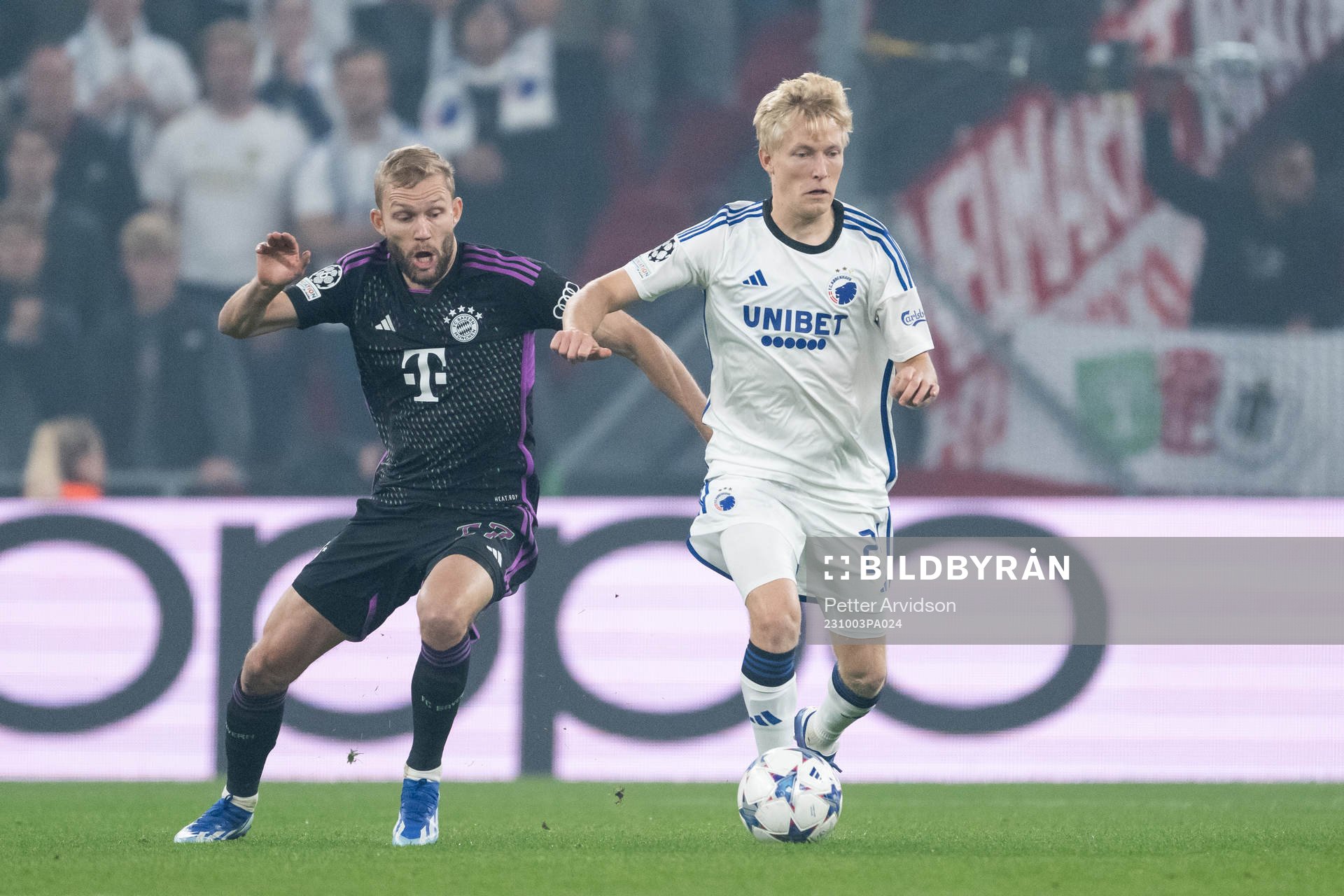 Konrad Laimer of Bayern Munich and Birger Meling of
