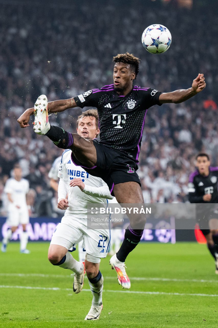 Peter Ankersen of Copenhagen and Kingsley Coman of Bayern