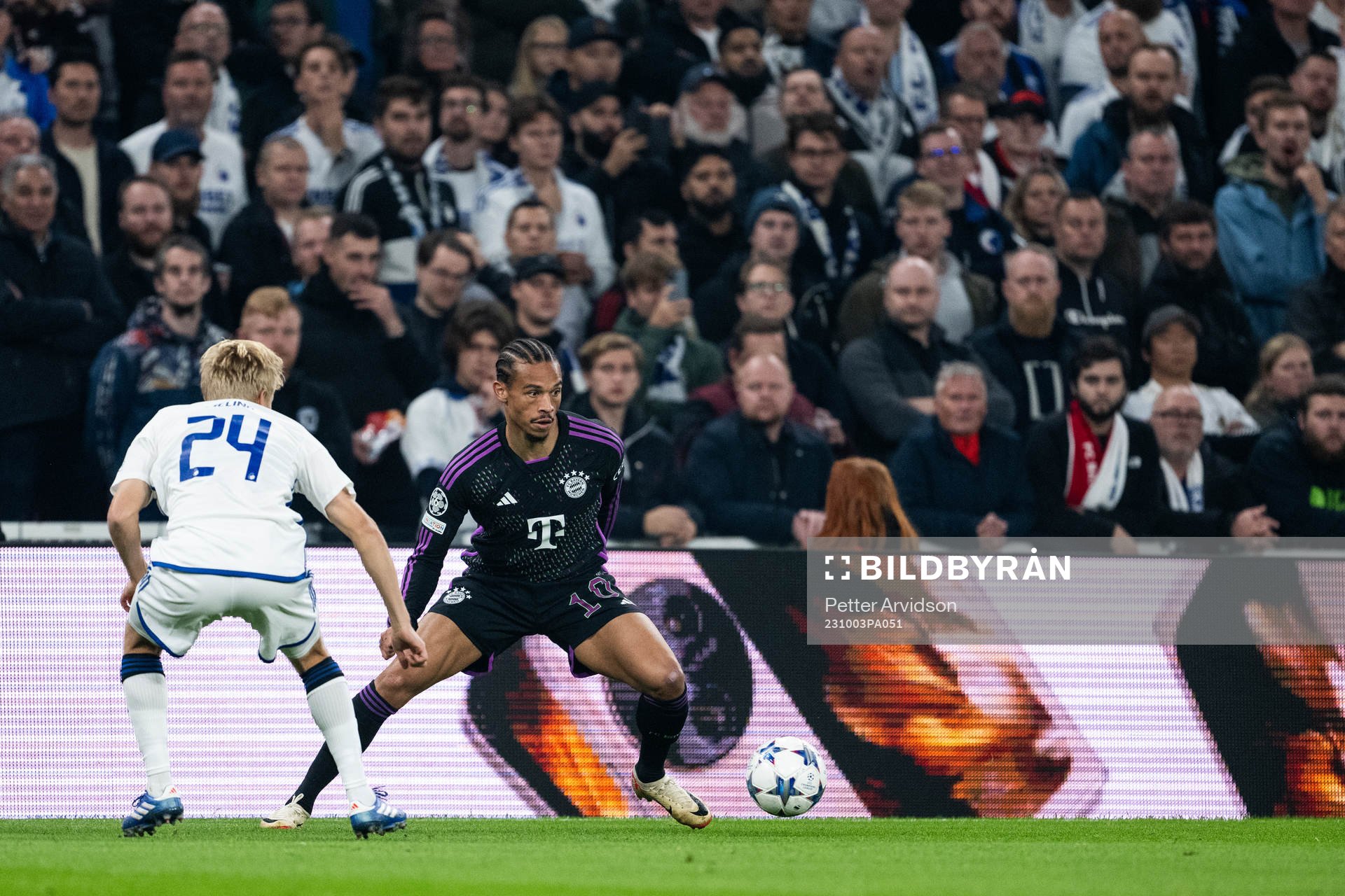 Birger Meling of Copenhagen and Leroy Sané of Bayern Munich