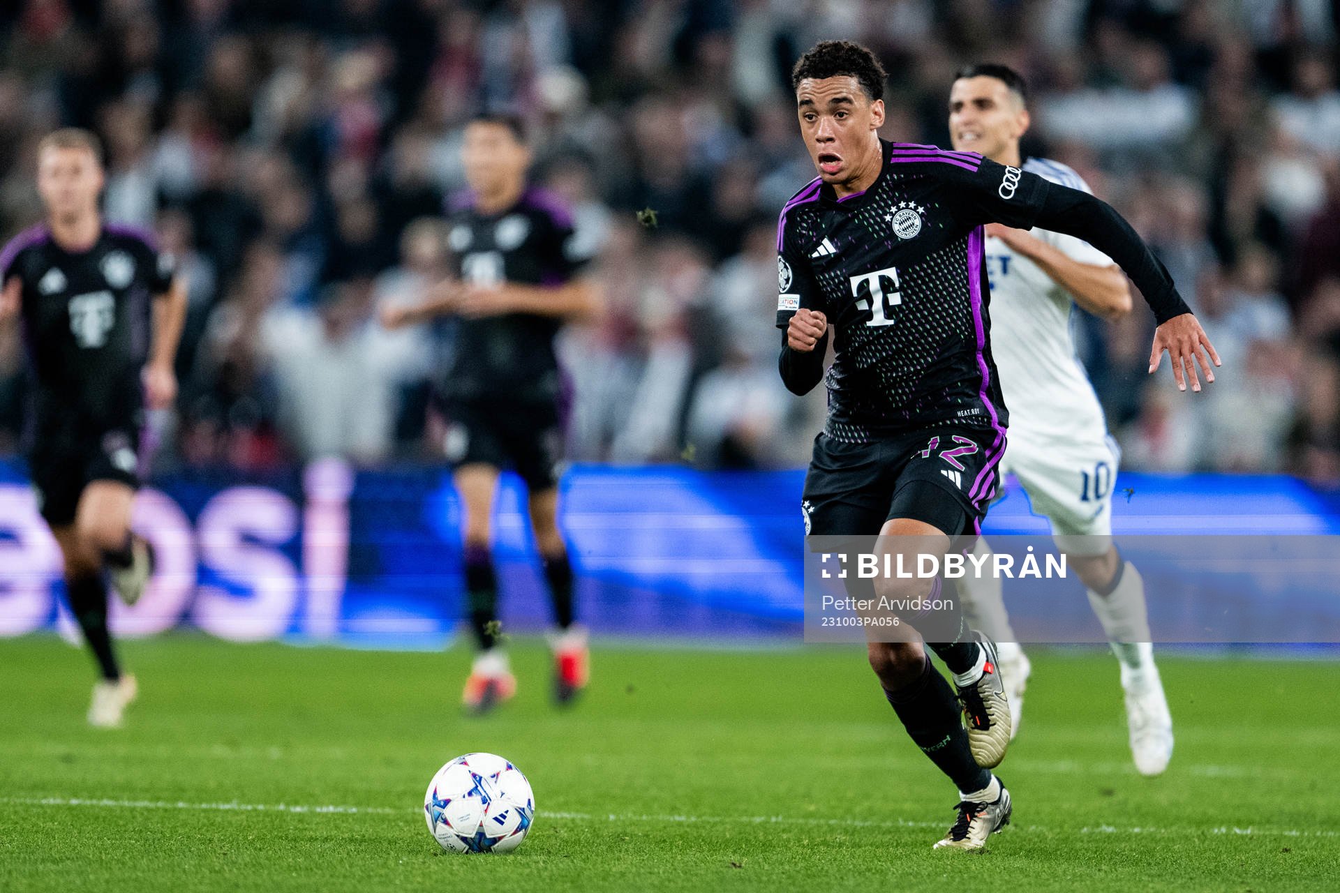 Jamal Musiala of Bayern Munich during the UEFA Champions League football match between FC Copenhagen and Bayern Munich on October 3, 2023 in Köpenhamn.