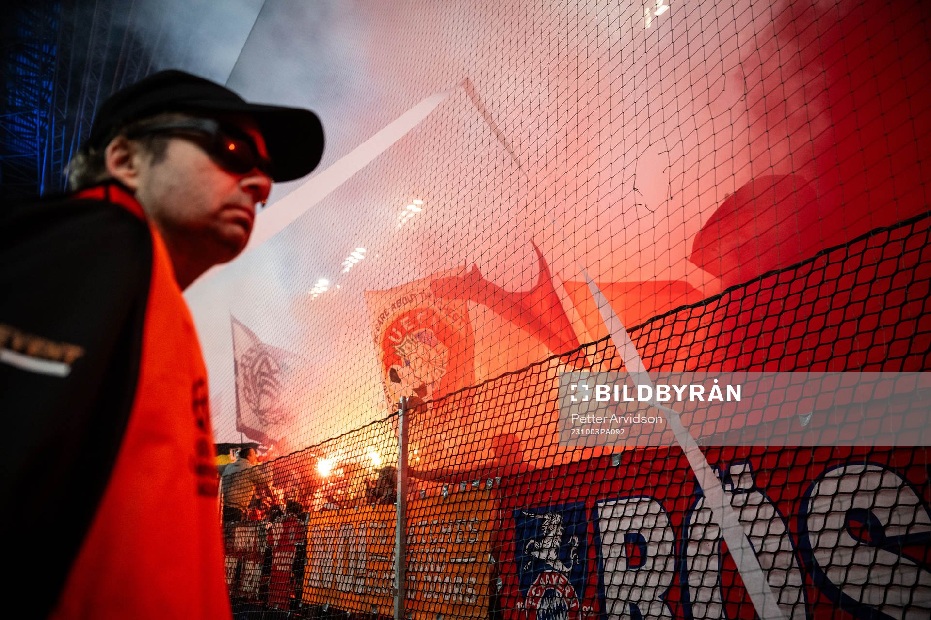 Supporters of Bayern Munich with pyrotechnics