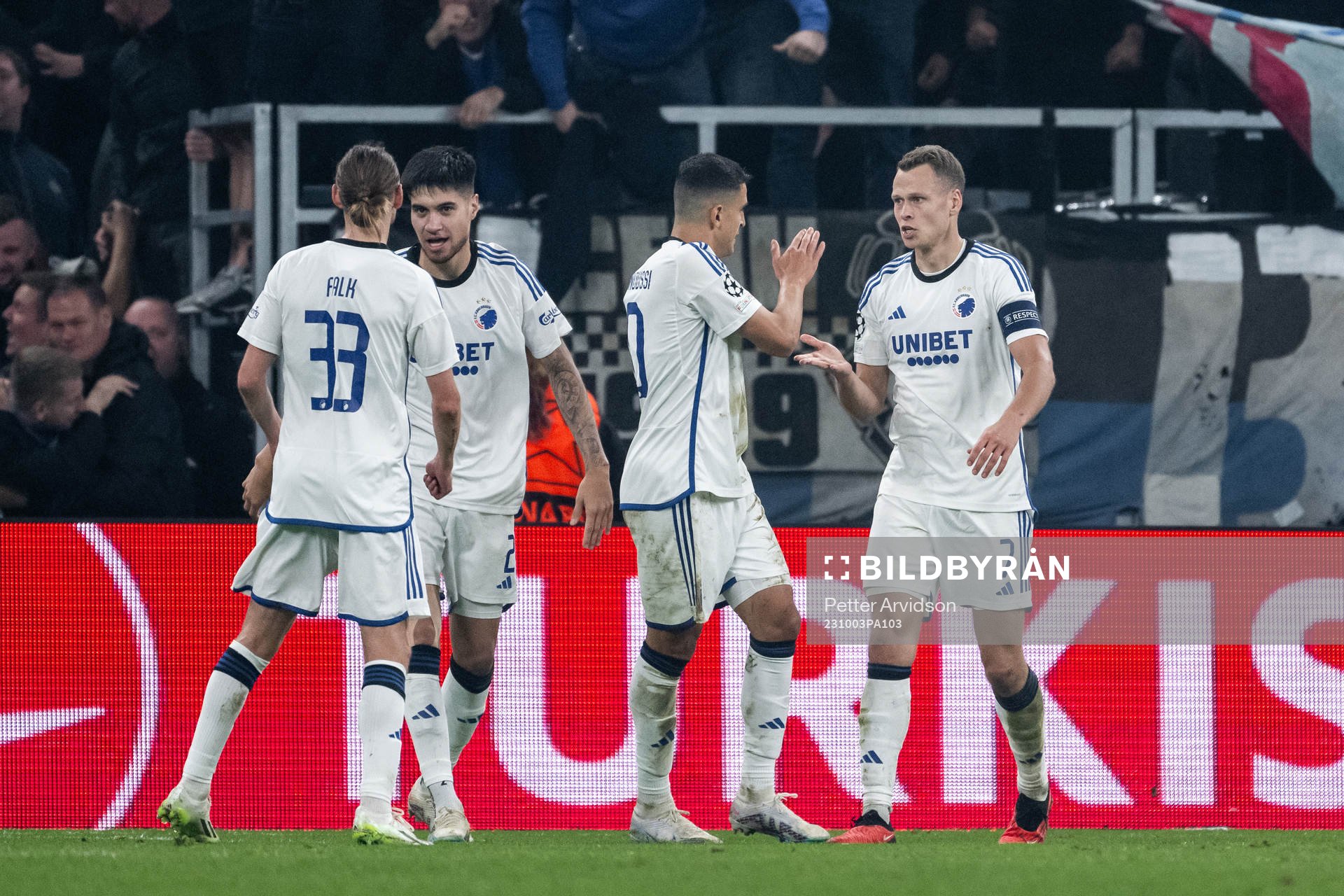 Viktor Claesson of Copenhagen celebrate with teammates