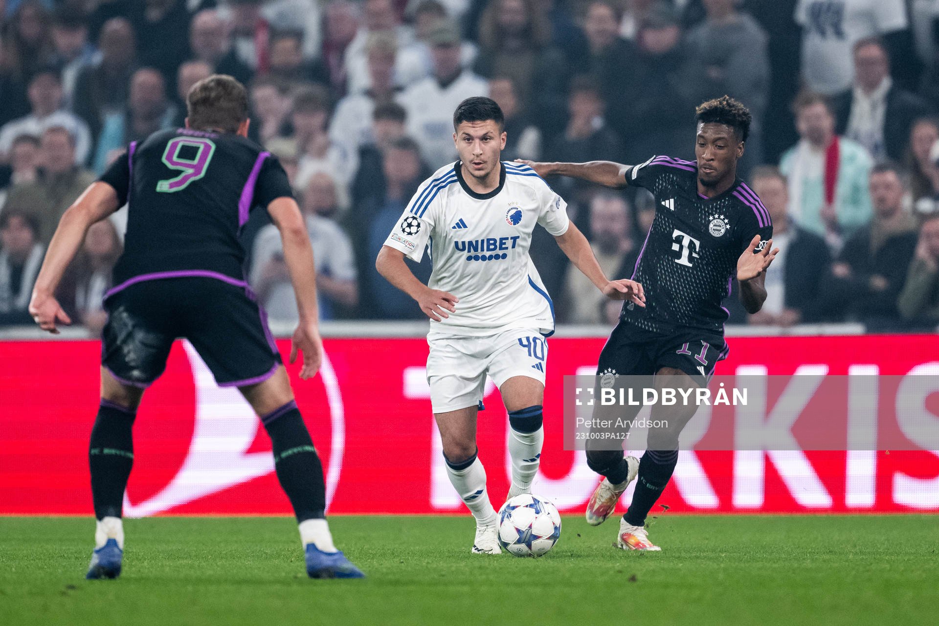 Roony Bardghji of Copenhagen and Kingsley Coman of Bayern