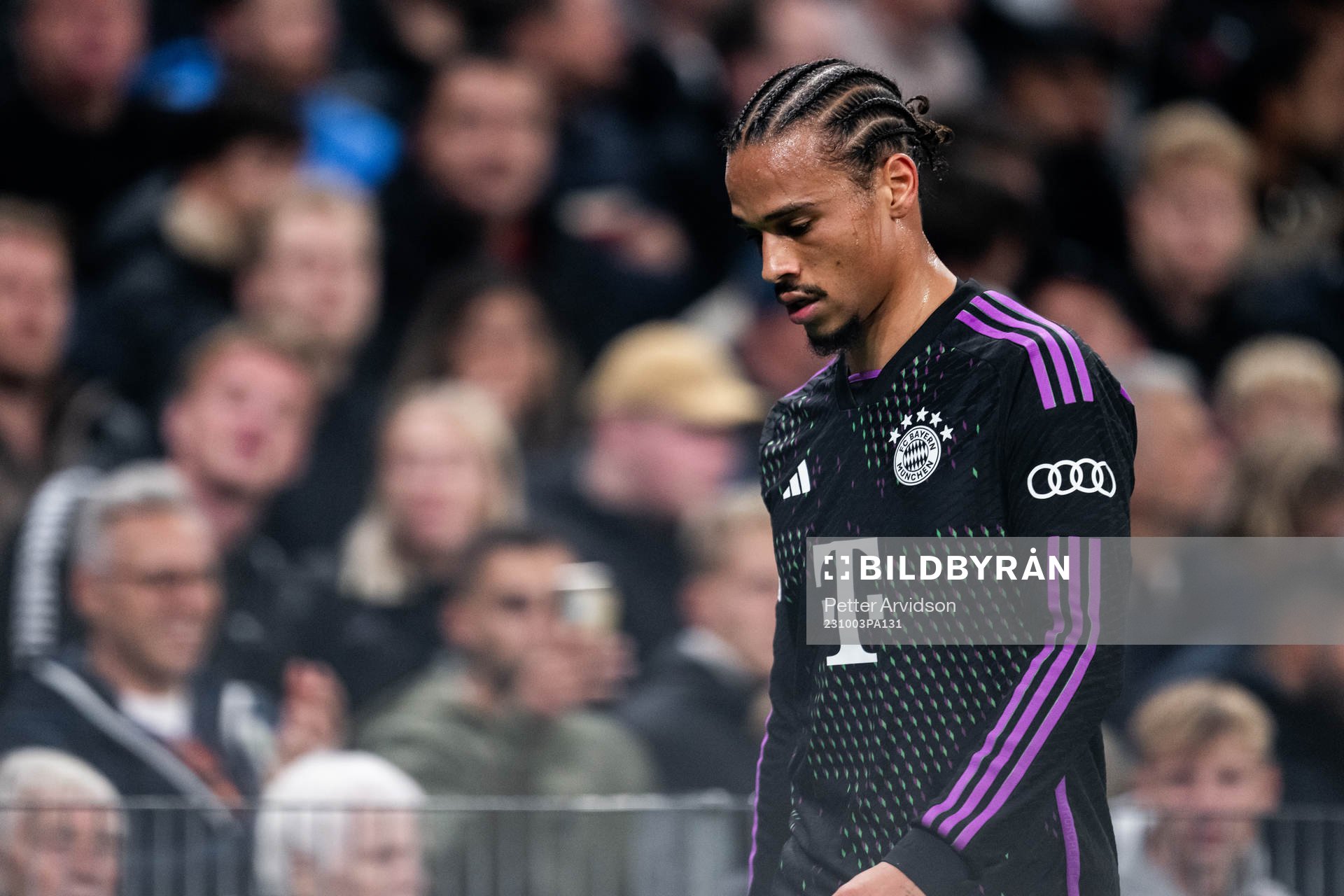 Leroy Sané of Bayern Munich looks dejected