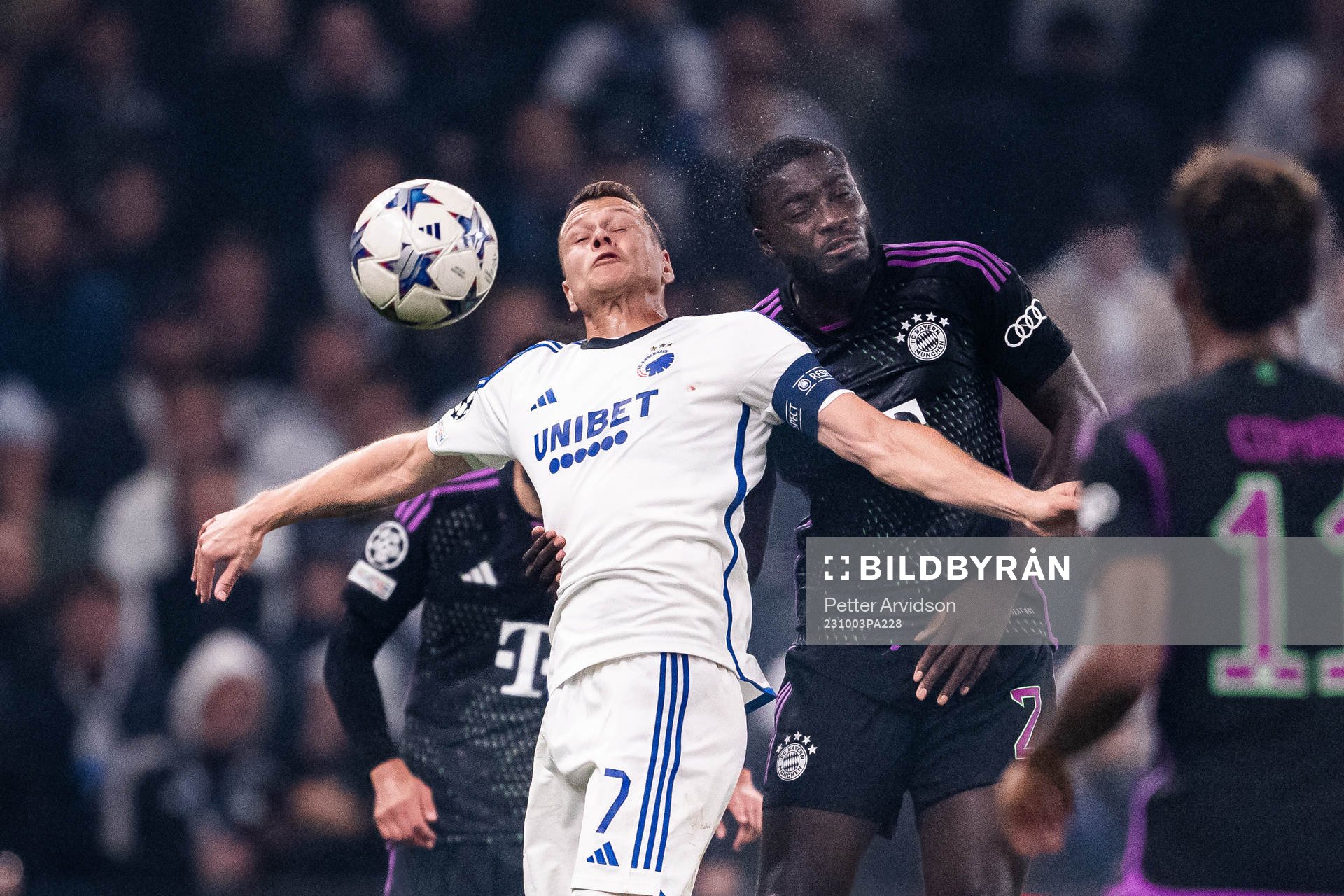 Viktor Claesson of Copenhagen and Dayot Upamecano of Bayern
