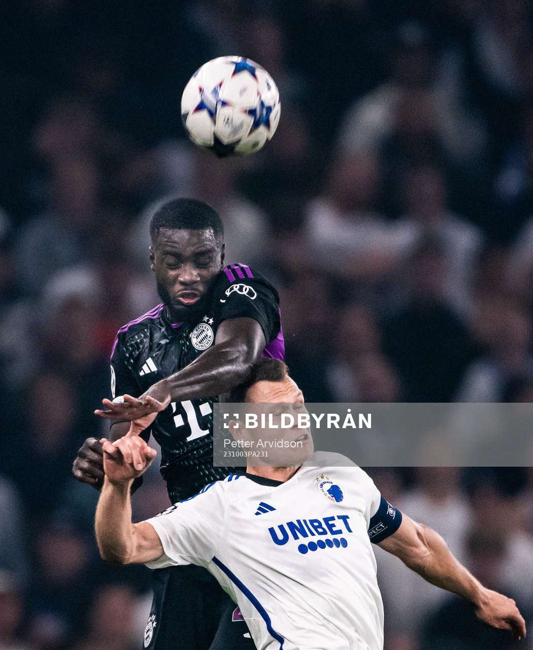 Dayot Upamecano of Bayern Munich and Viktor Claesson of