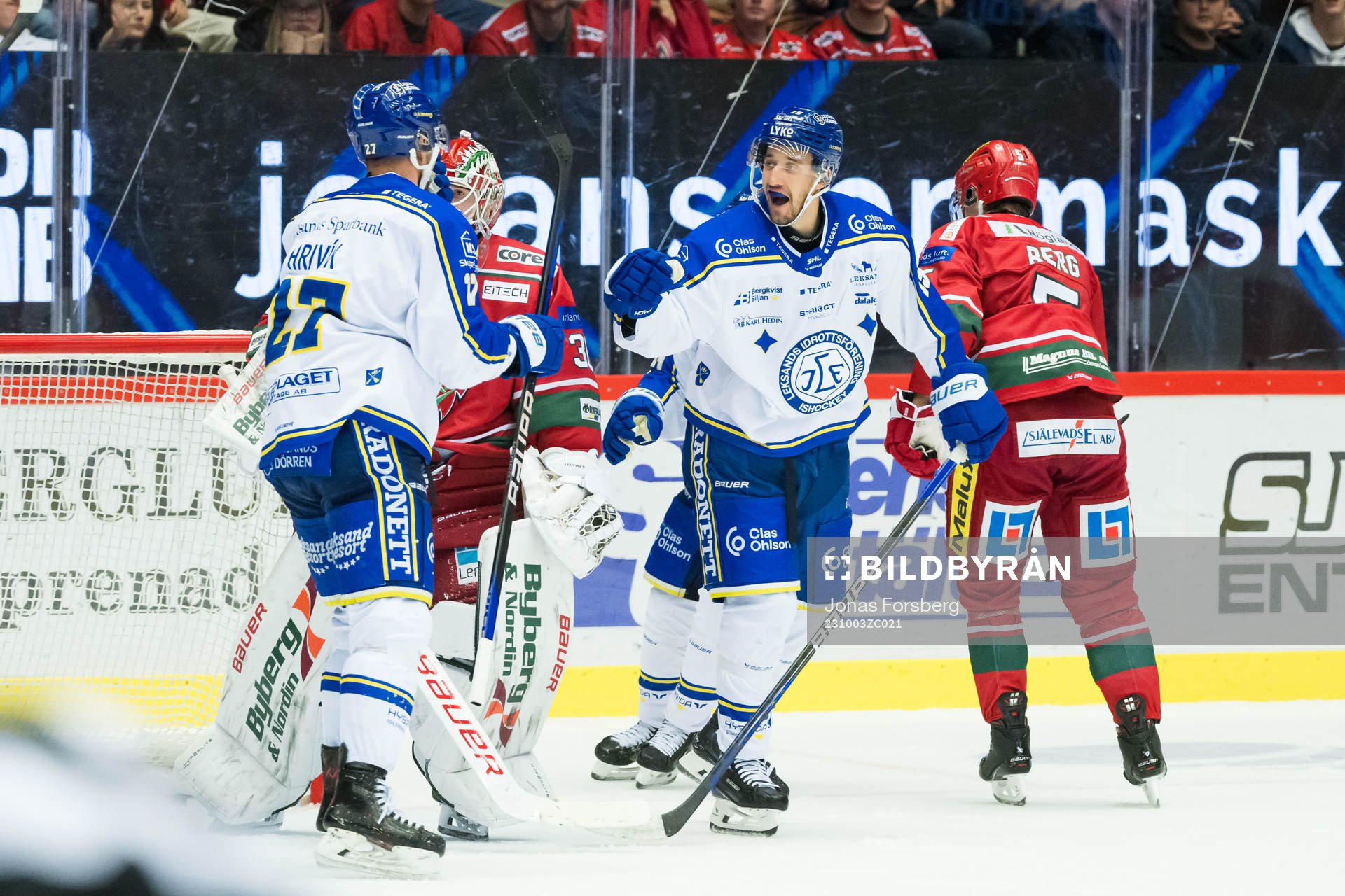 Leksands Marek Hrivik jublar med Max Veronneau