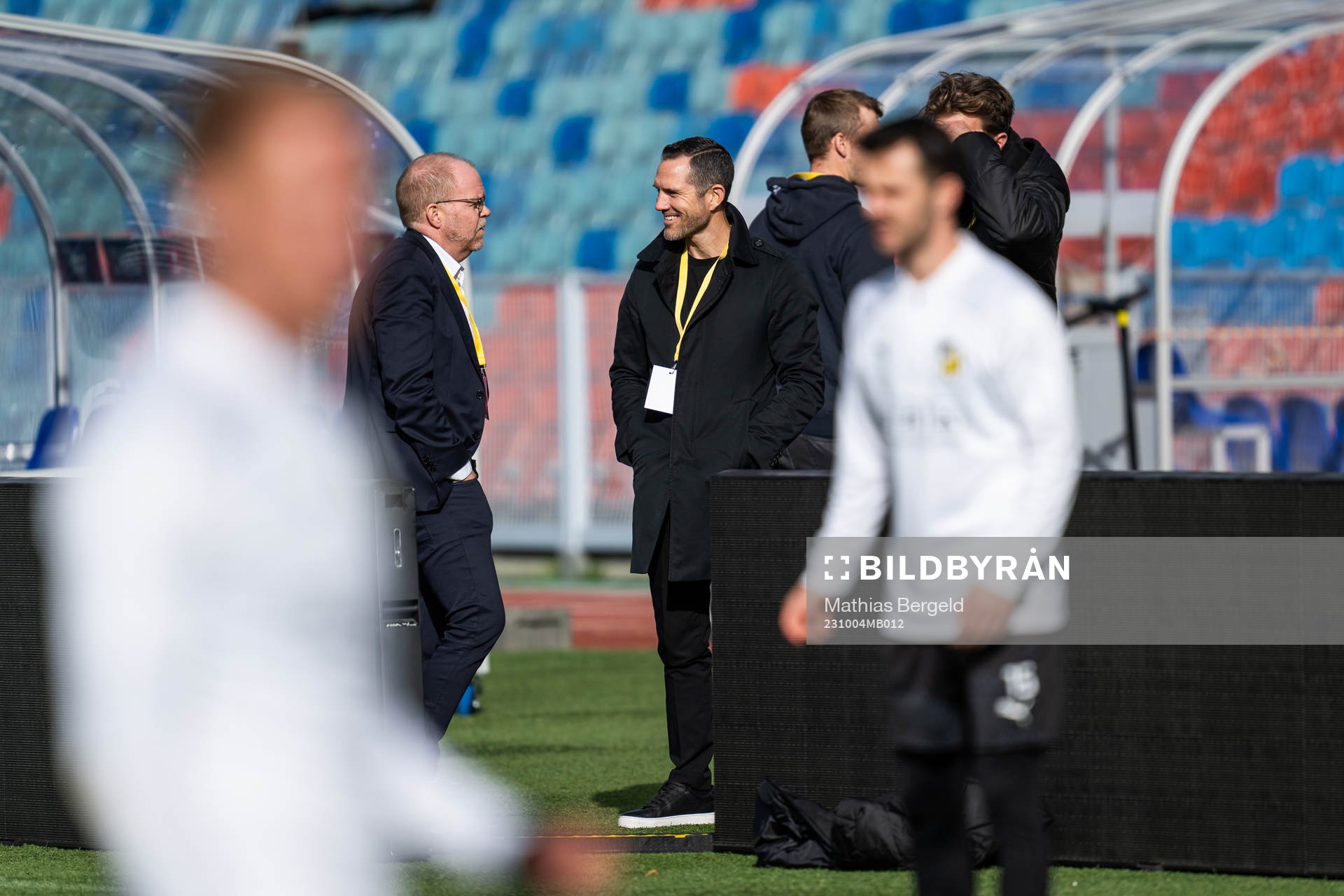 Anders Billström, chairman, and sports director Martin Eriksson during a training session with Häcken on October 4, 2023 in Göteborg.