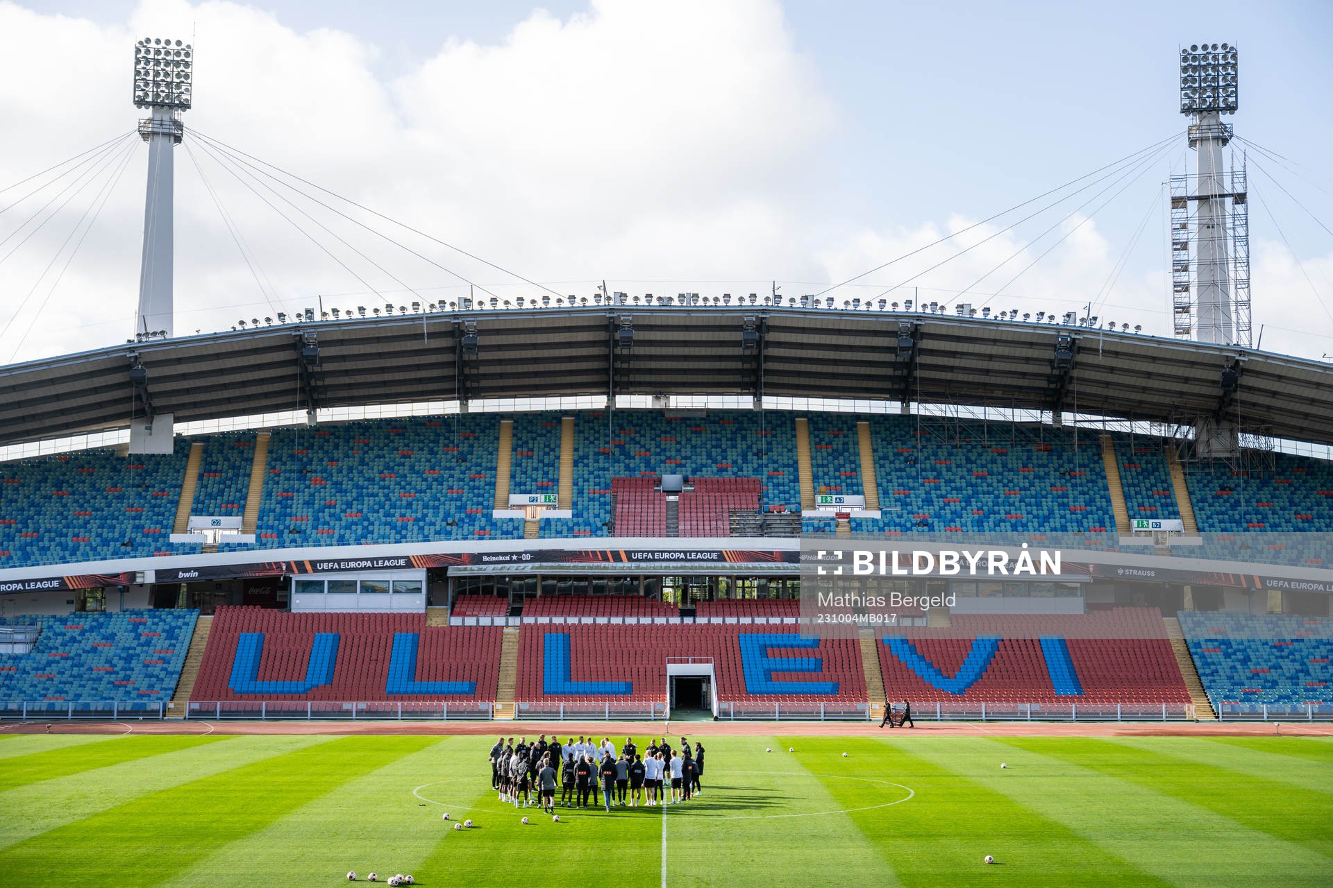 Players and staff gather
