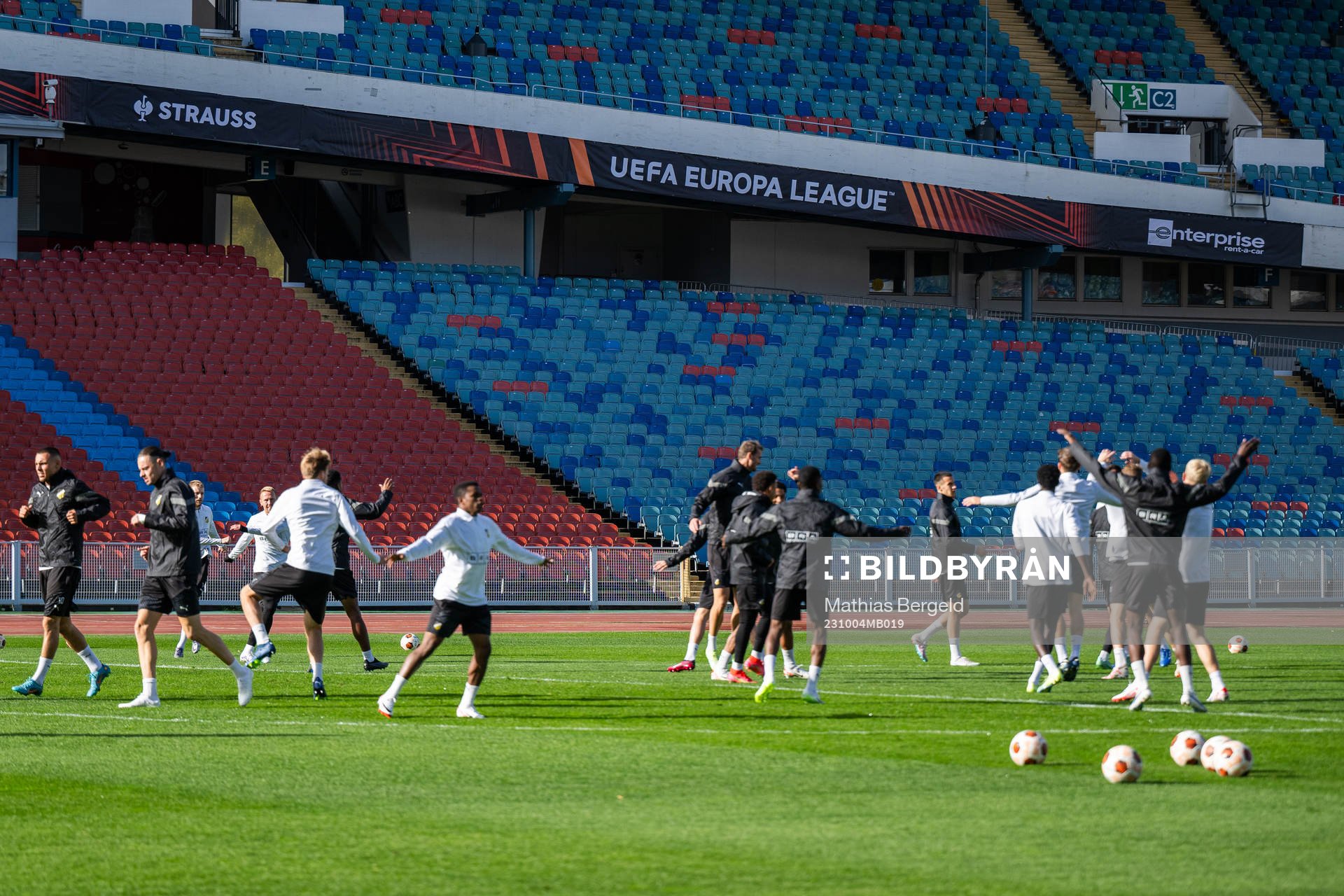 Banners that read Europa League is seen in the stands as