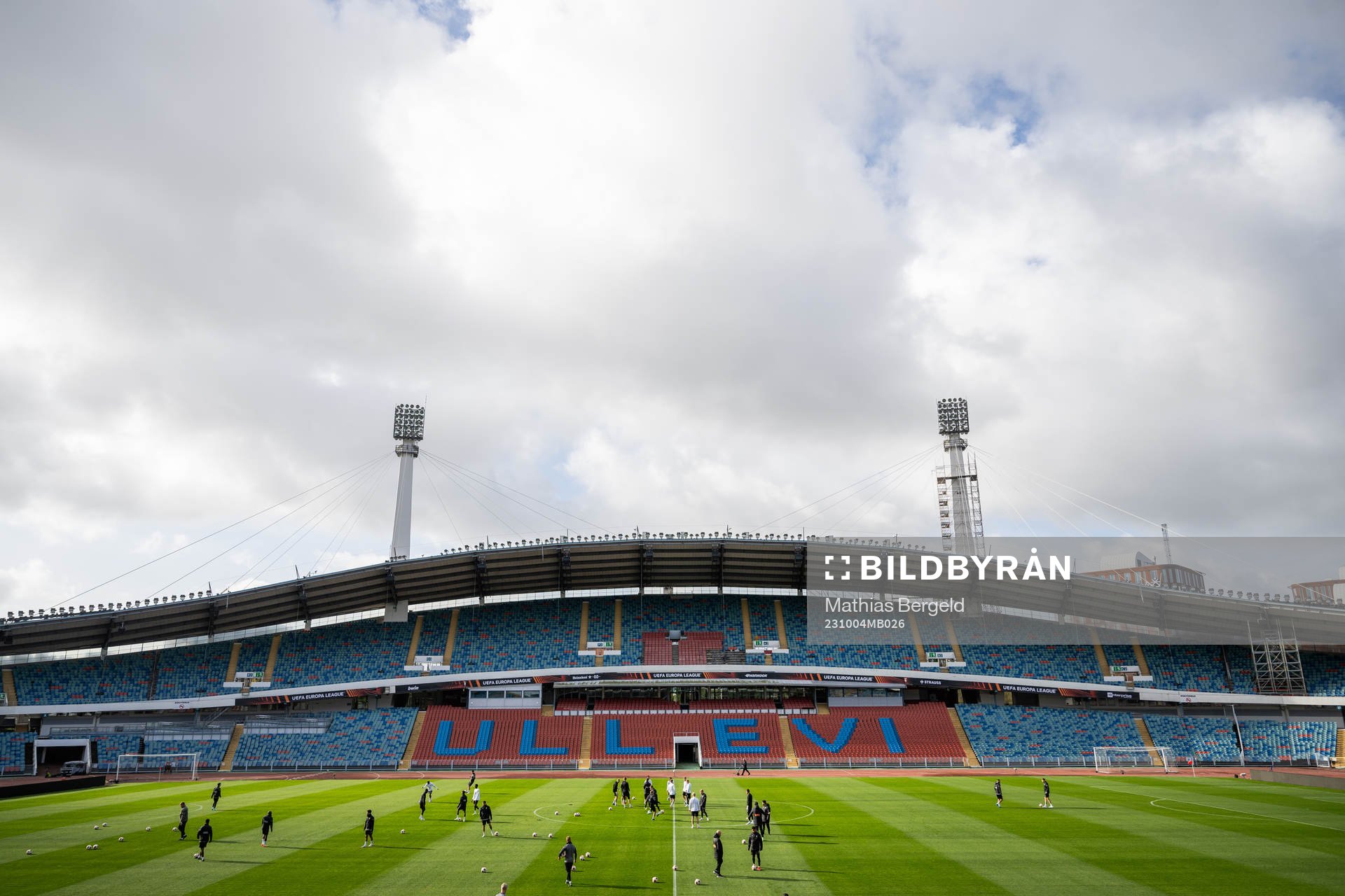 Players on the pitch during a training session with Häcken on October 4, 2023 in Göteborg. 