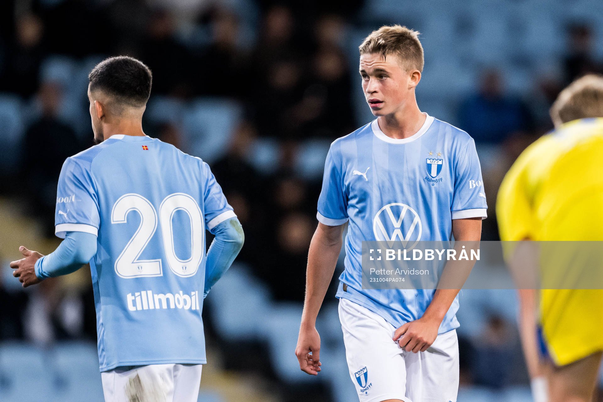 Malmö FFs William Åkesson under fotbollsmatchen i UEFA Youth League mellan Malmö FF och Helsingfors den 4 oktober 2023 i Malmö.