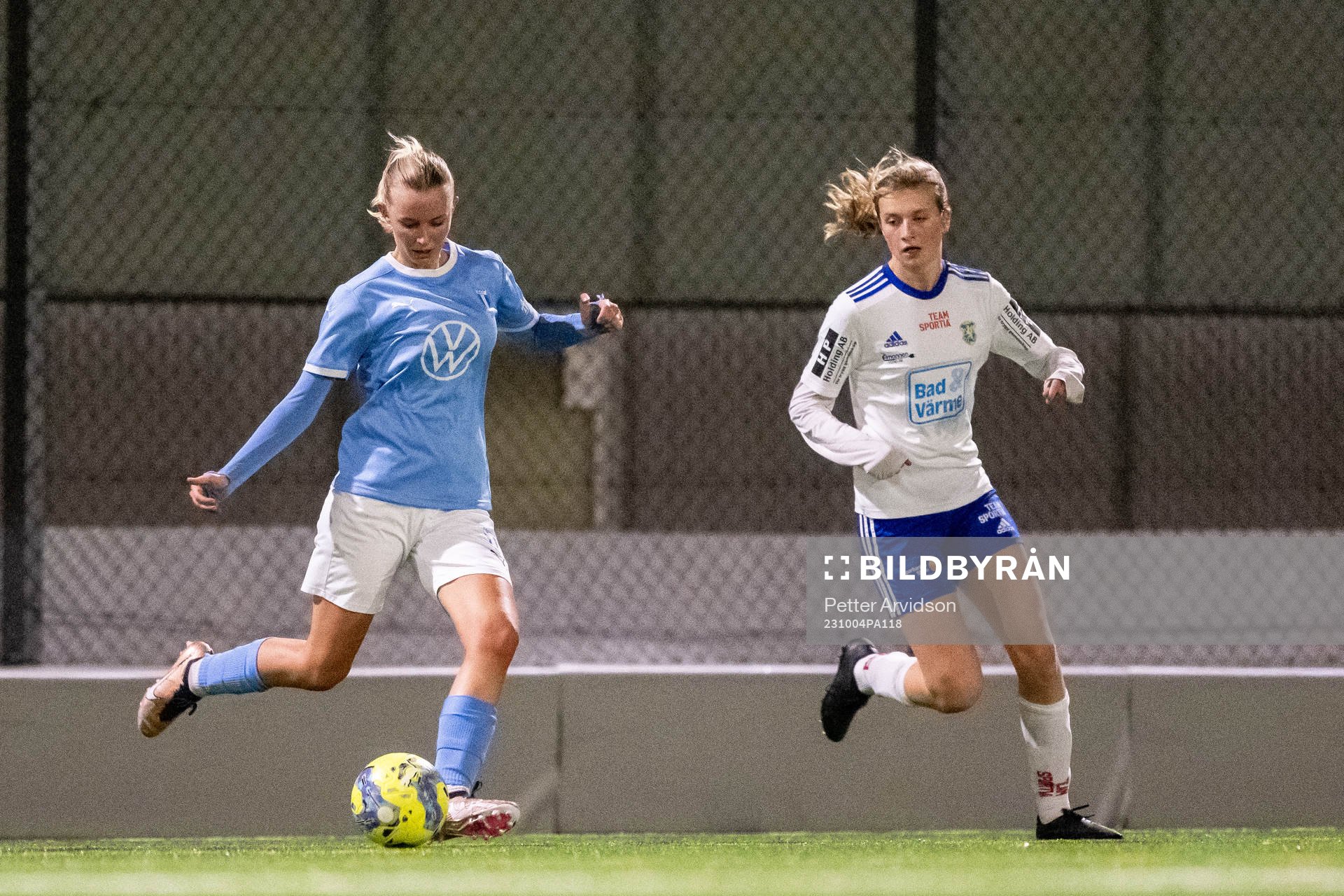 Malmö FFs Olivia von Barnekow-Löfberg under fotbollsmatchen i Division 4 Sydvästra Skåne mellan Malmö FF Akademi och Ystads IF den 4 oktober 2023 i Malmö.