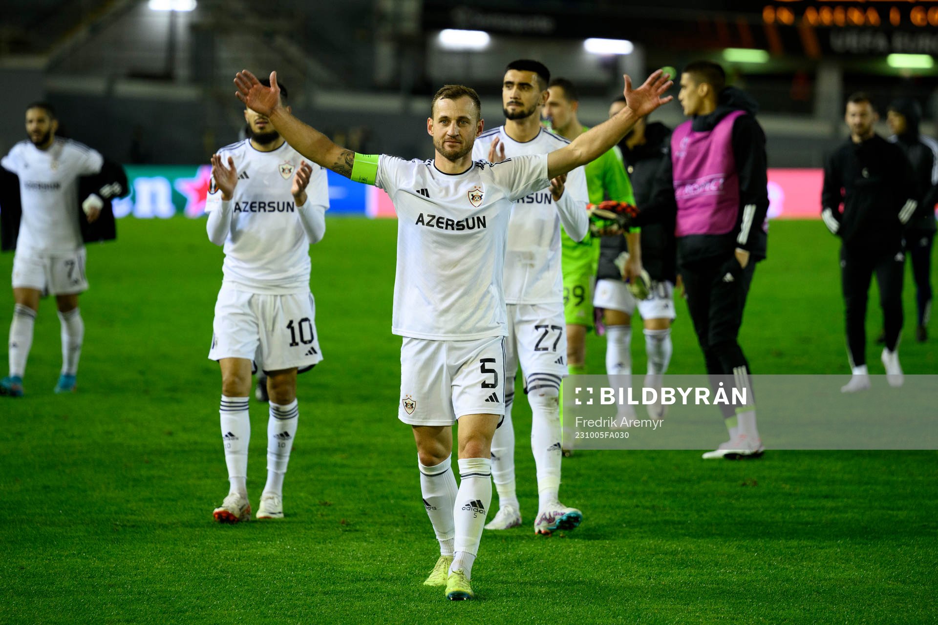 Maksim Medvedev of Qarabag celebrating