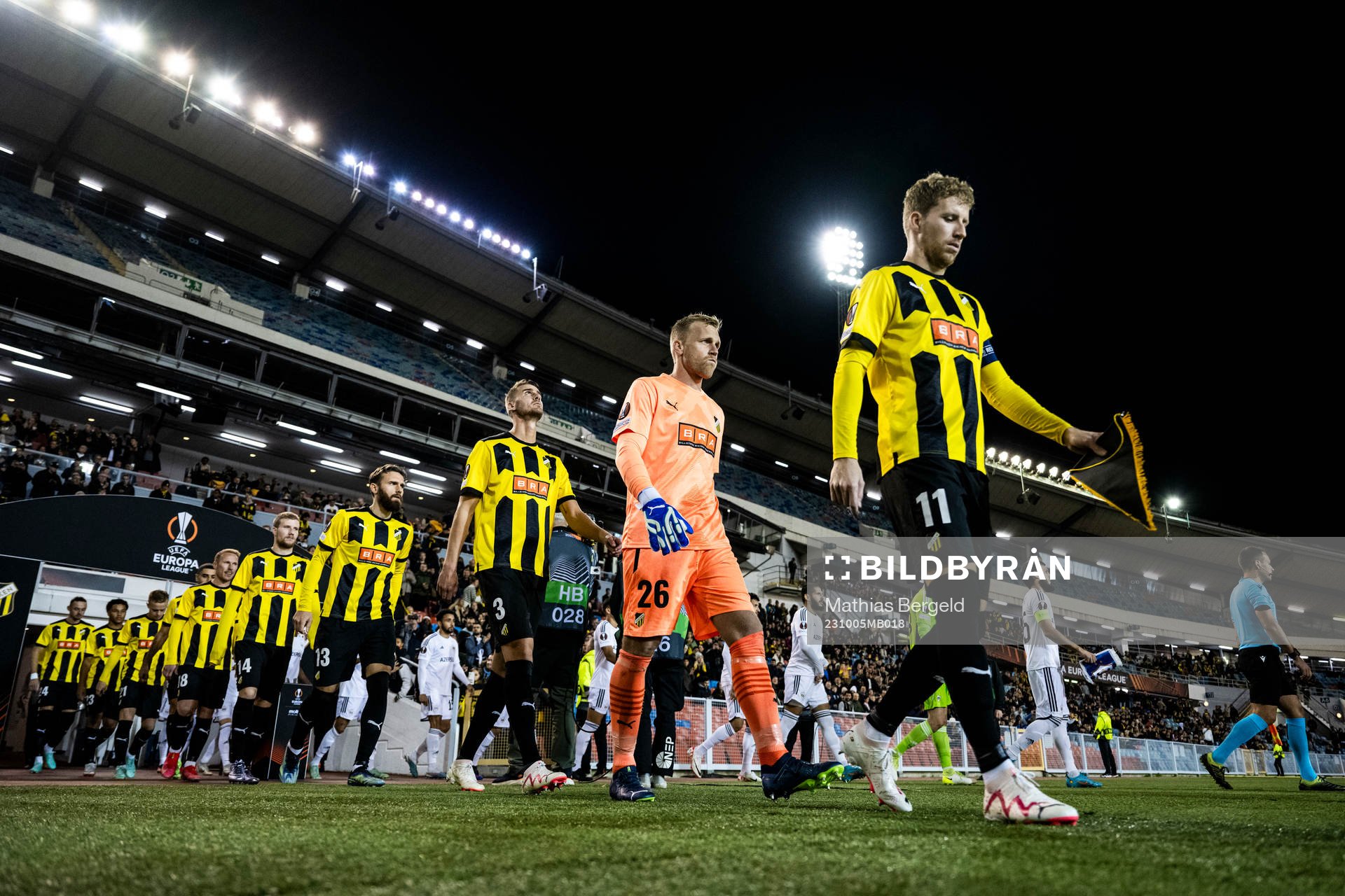 Samuel Gustafson of Häcken enter the pitch