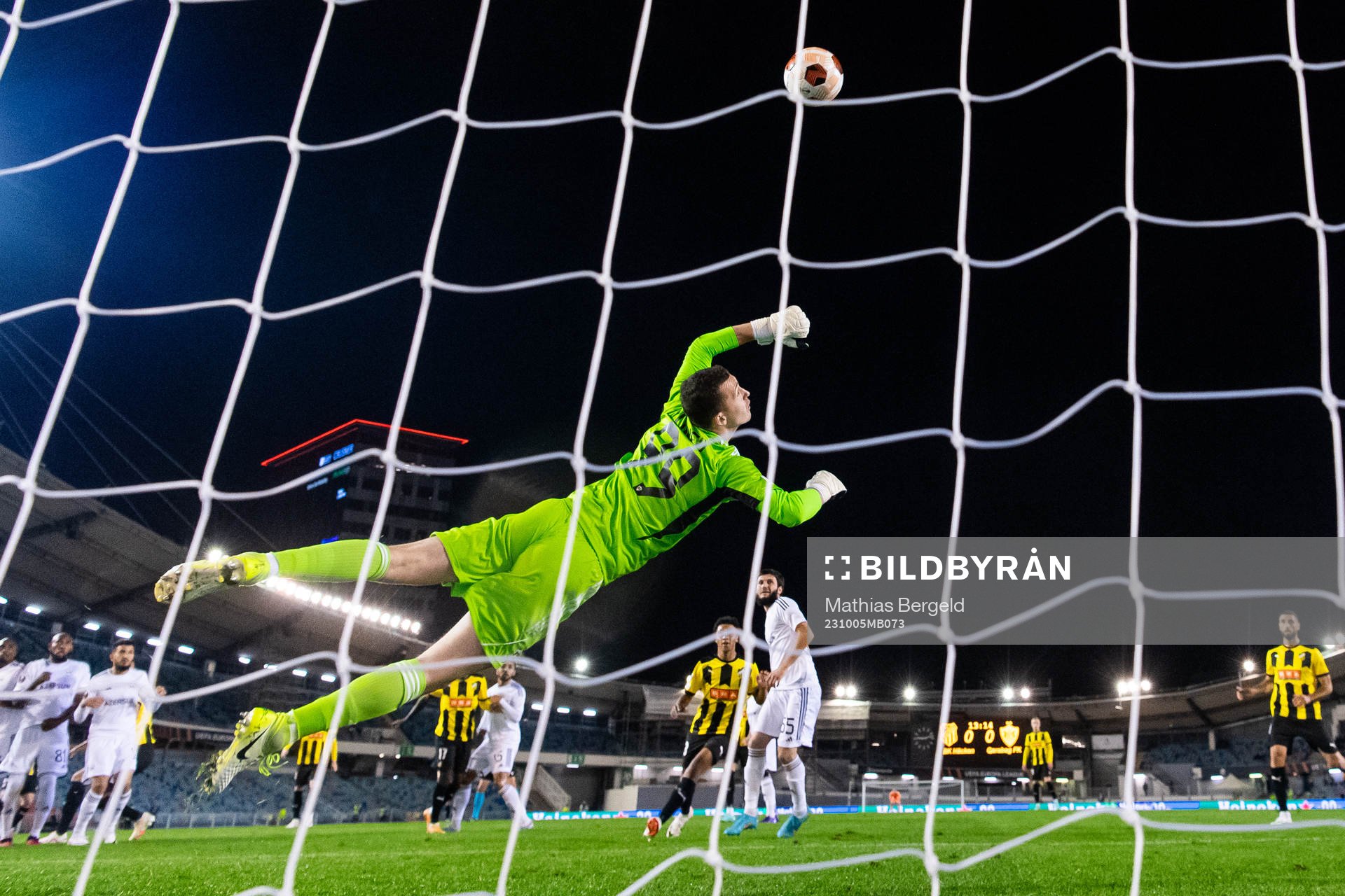 Goalkeeper Andrey Lunev of Qarabag during the UEFA Europa League football match between Häcken and Qarabag on October 5, 2023 in Gothenburg.