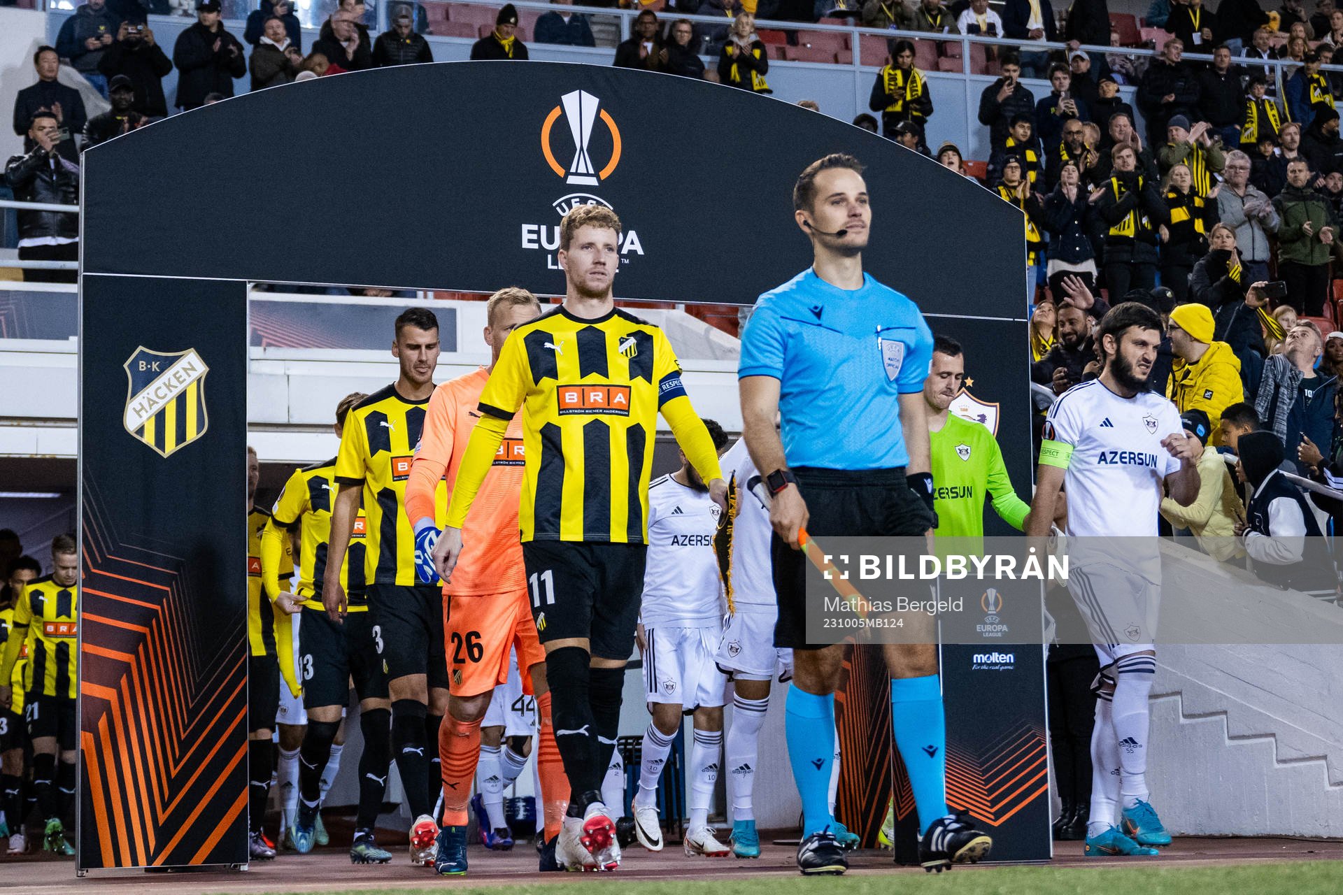 Samuel Gustafson of Häcken enters the pitch