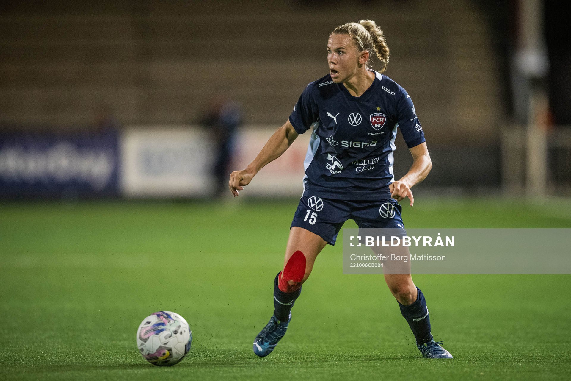 FC Rosengårds Jessica Wik under fotbollsmatchen i Damallsvenskan mellan FC Rosengård och Djurgården den 6 oktober 2023 i Malmö.