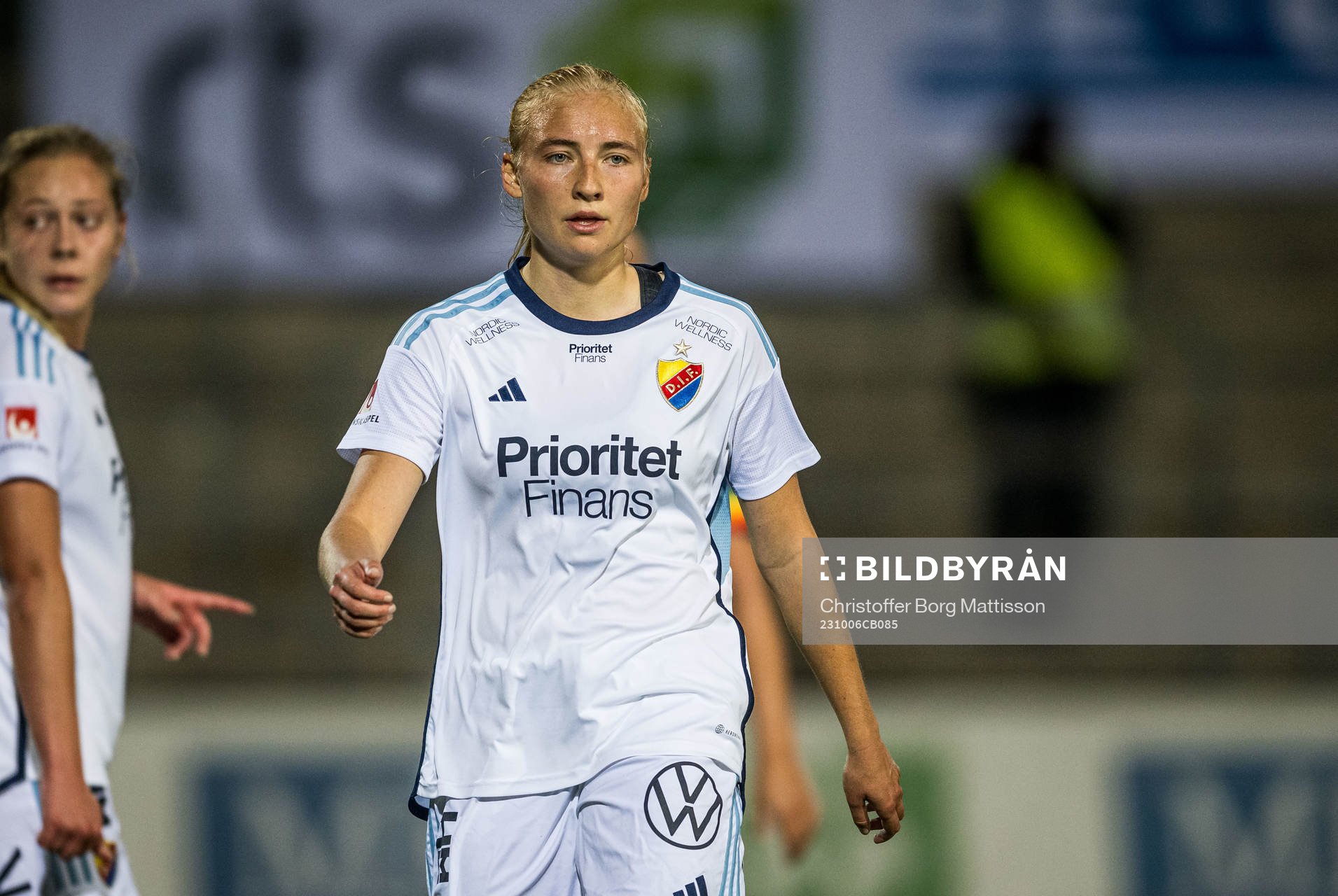 Djurgårdens Stinalisa Johansson under fotbollsmatchen i Damallsvenskan mellan FC Rosengård och Djurgården den 6 oktober 2023 i Malmö.