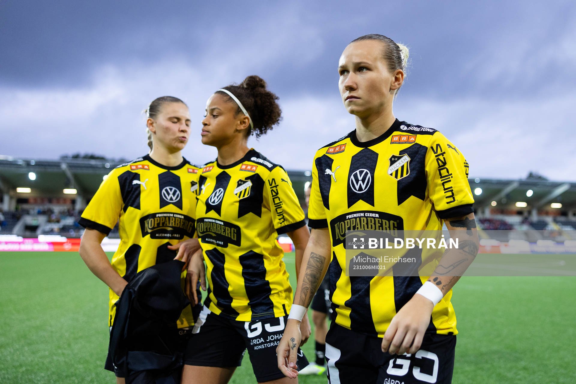 Häckens Marika Bergman Lundin innan fotbollsmatchen i Damallsvenskan mellan Häcken och Vittsjö den 6 oktober 2023 i Göteborg. 