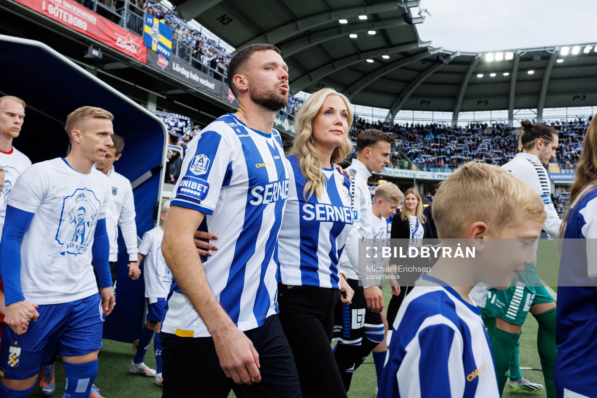 Marcus Berg med familj innan fotbollsmatchen i Allsvenskan