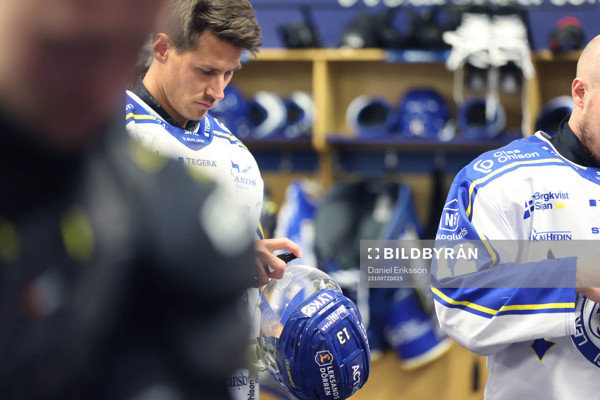 Leksands Jon Knuts innan ishockeymatchen i SHL mellan