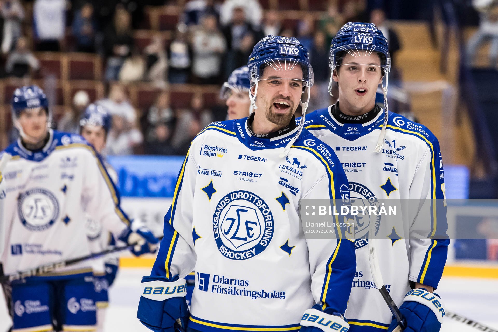 Leksands Eddie Larsson och Leksands Anton Johansson jublar