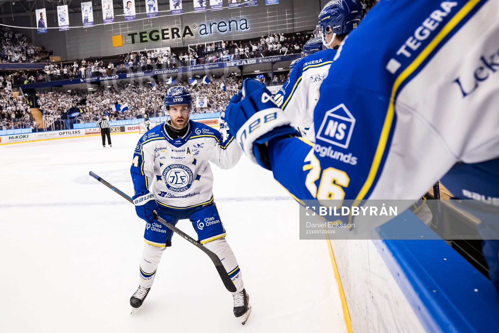 Leksands Jon Knuts innan ishockeymatchen i SHL mellan