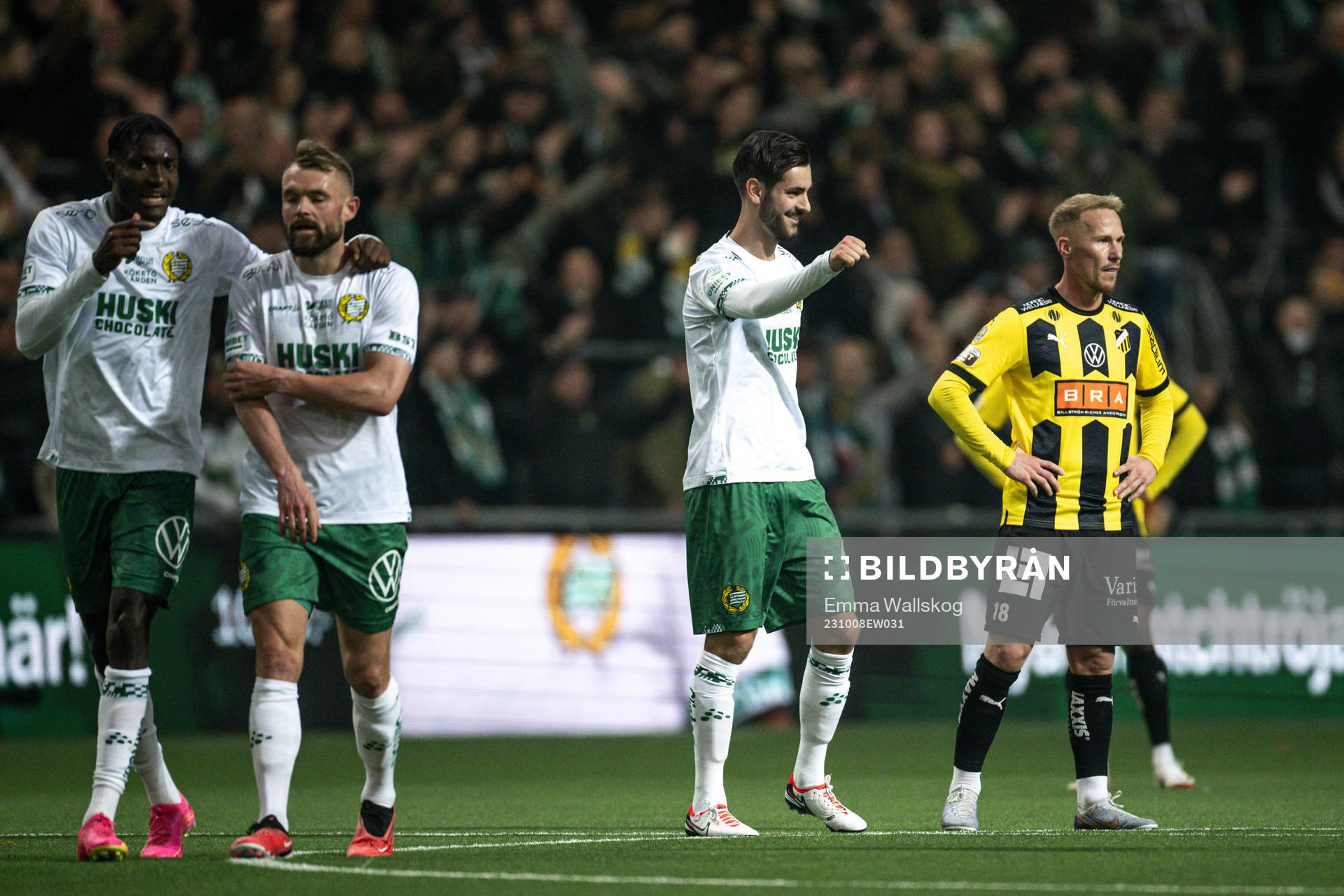 Hammarbys Adi Nalic jublar efter 1-0 under fotbollsmatchen i Allsvenskan mellan Hammarby och Häcken den 8 oktober 2023 i Stockholm. 