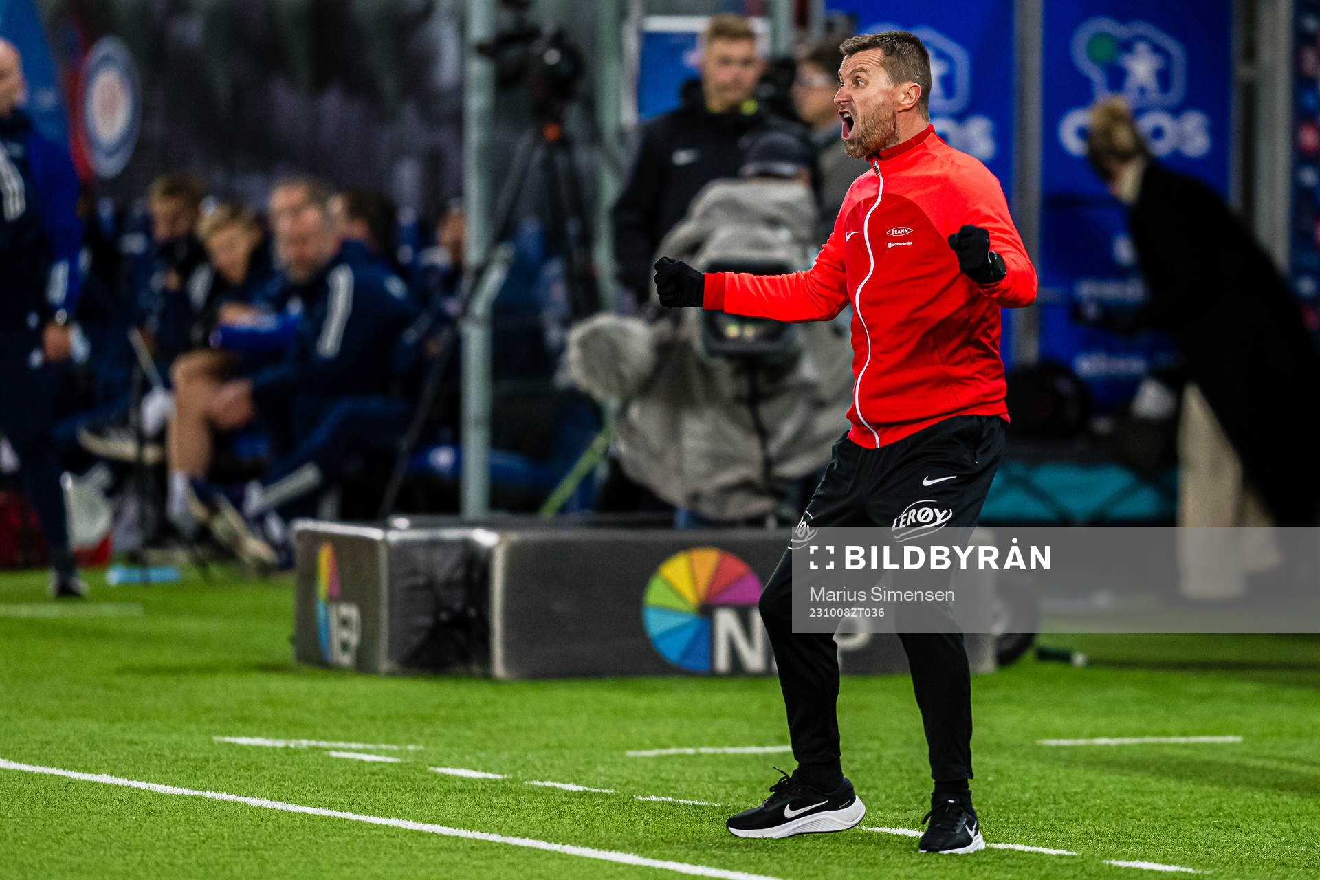Eirik Horneland, head coach of Brann, celebrates at the