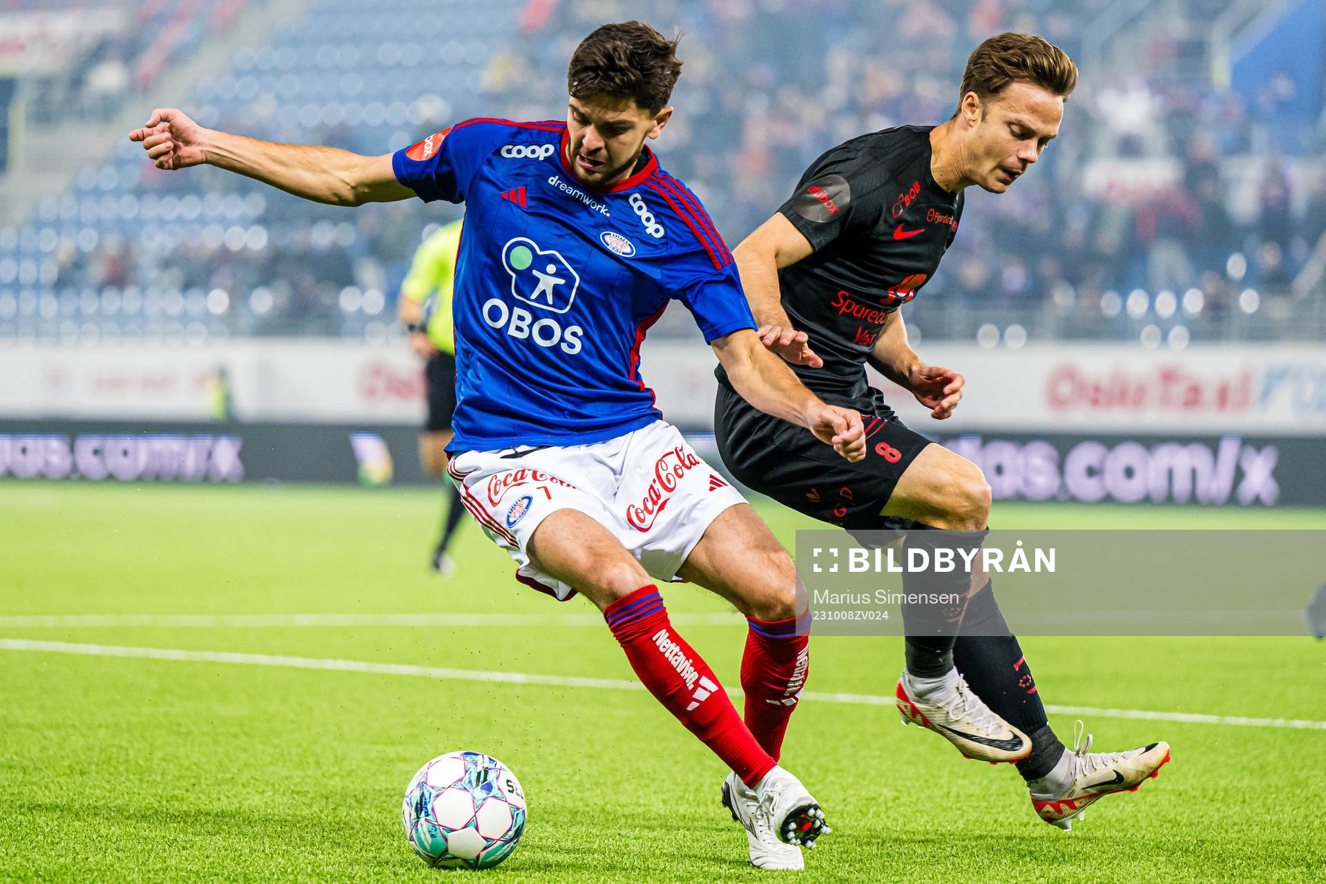 Fredrik Oldrup Jensen of Vålerenga and Felix Horn Myhre of