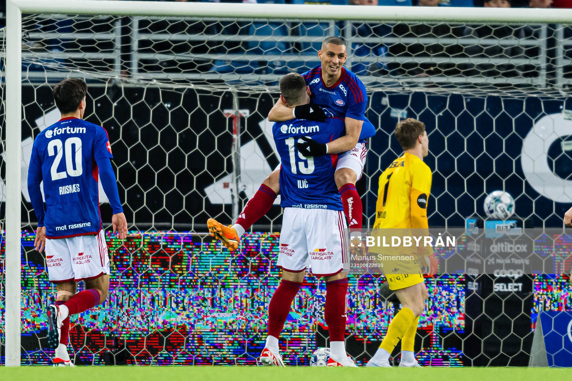 Andrej Ilic of Vålerenga celebrates after scoring the 1-0 goal during the Eliteserien match between Vålerenga and Brann on October 8, 2023 in Oslo.
