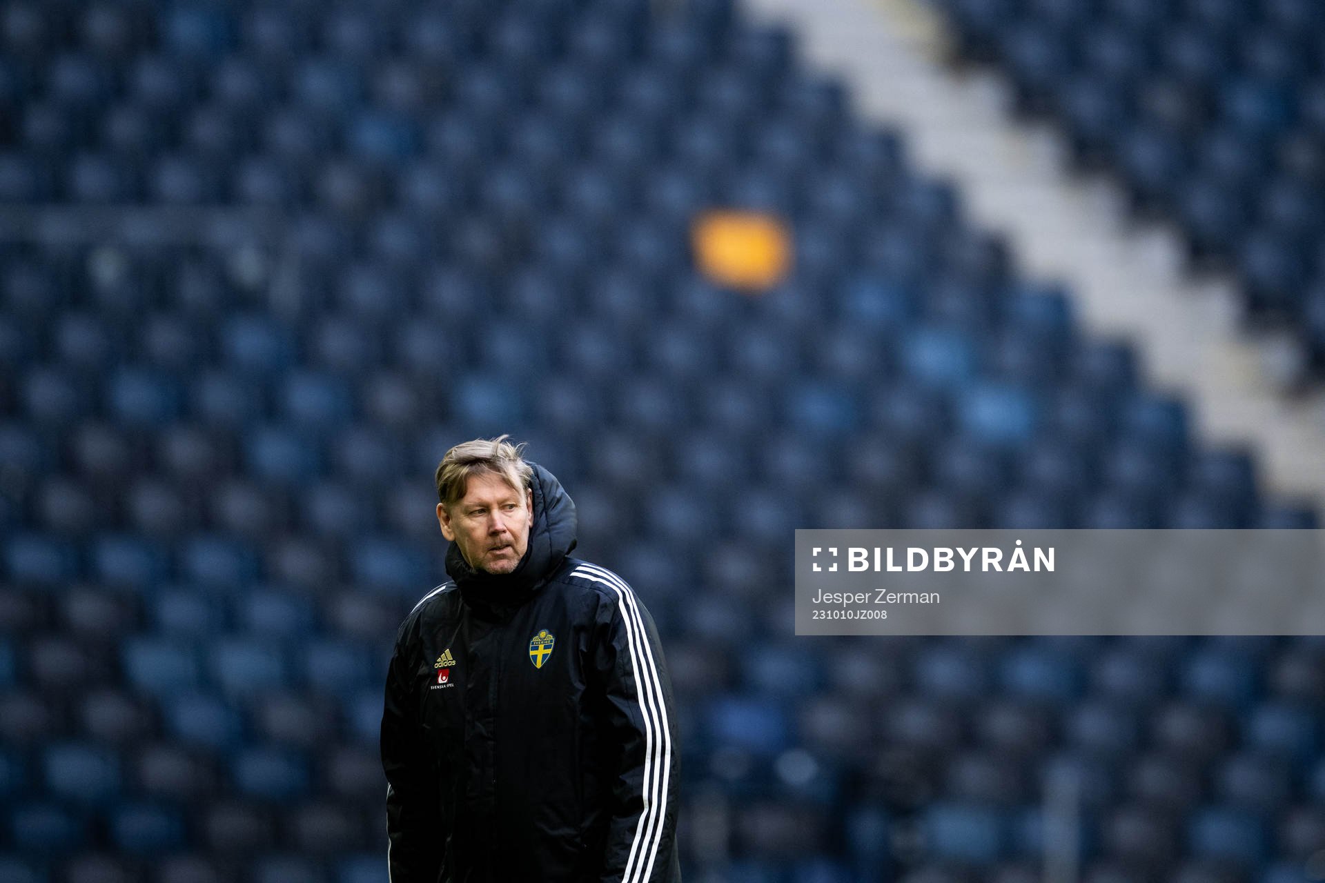 Peter Wettergren, assistant coach of the Swedish national football team at a training session on October 10, 2023 in Stockholm. 