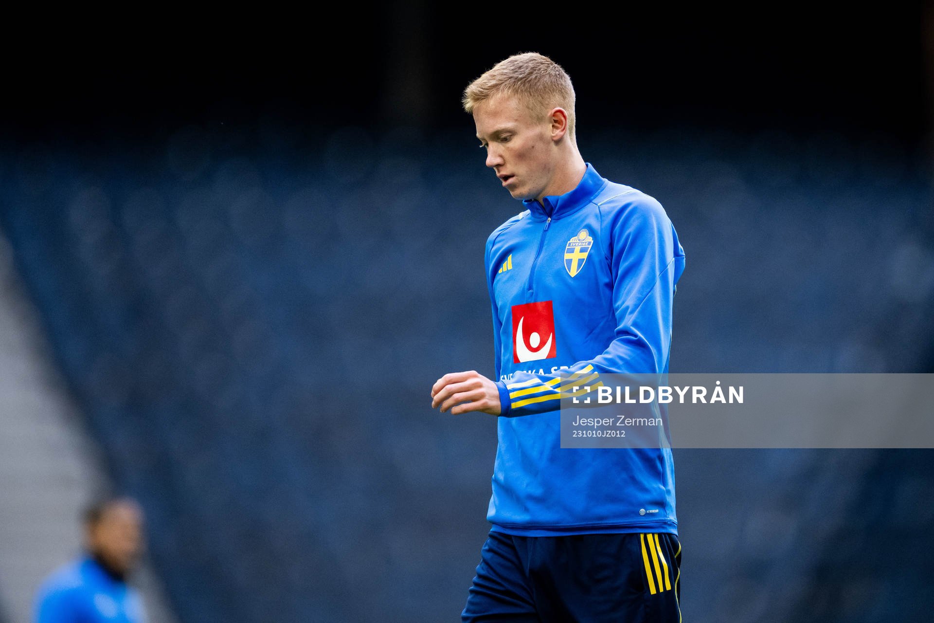 Hugo Larsson of the Swedish national football team at a