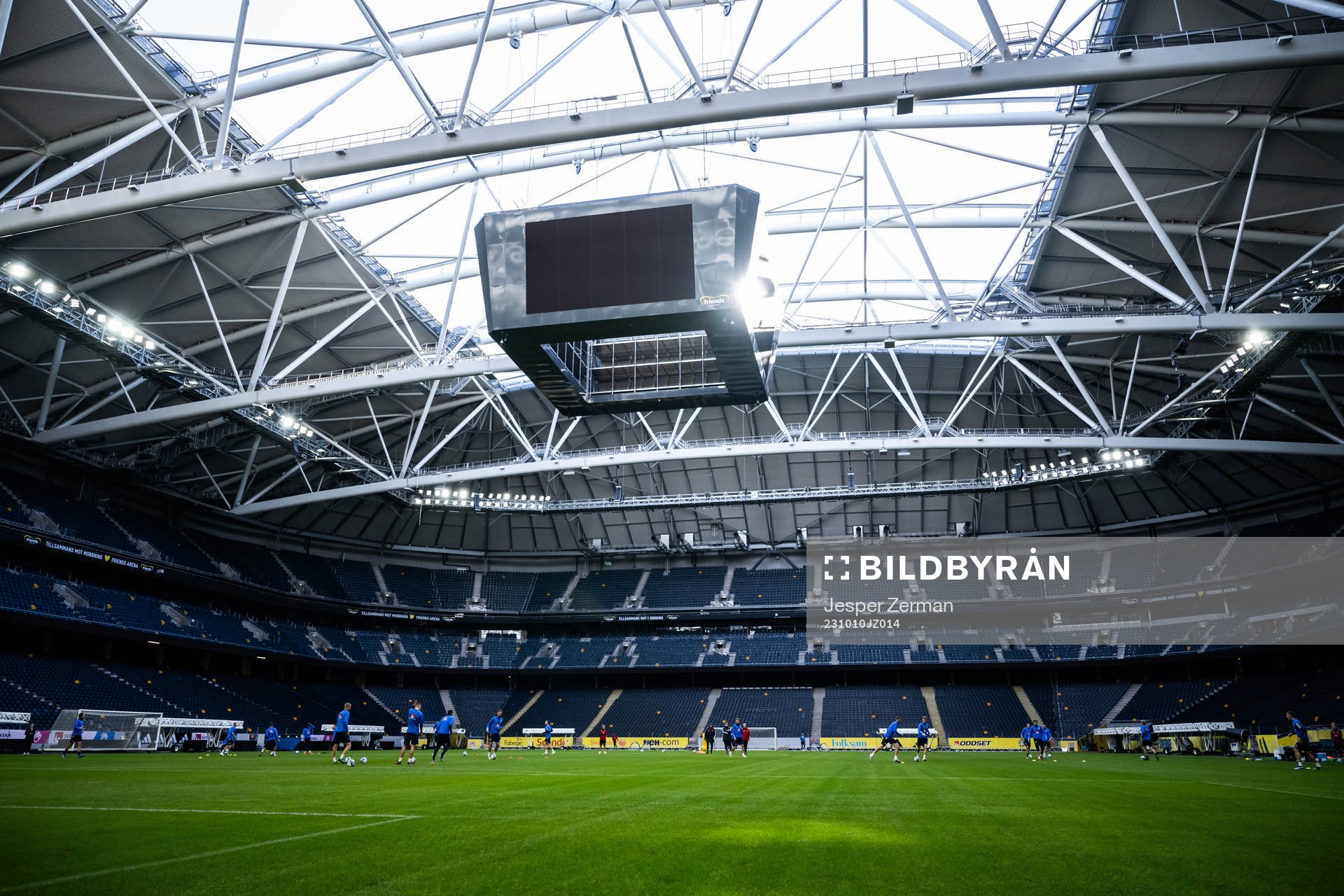 General view of Friends Arena at a training session