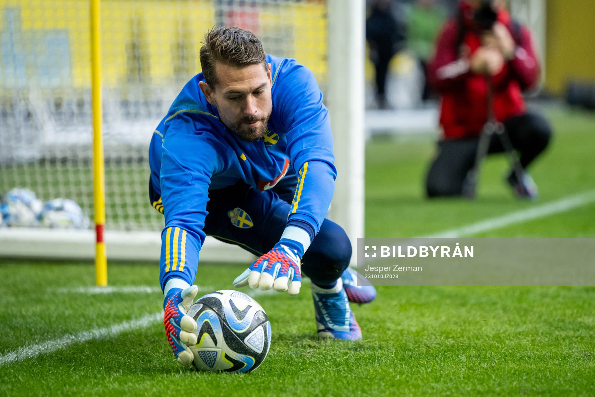 Goalkeeper Kristoffer Nordfeldt of the Swedish national
