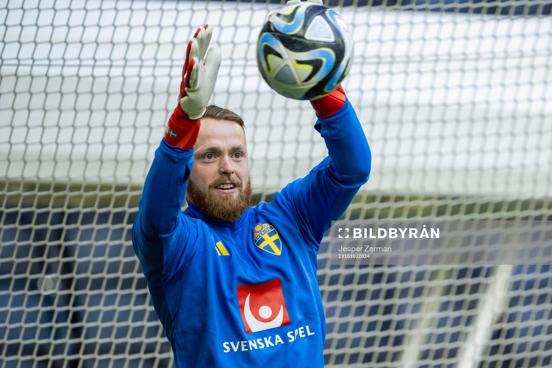 Goalkeeper Viktor Johansson of the Swedish national