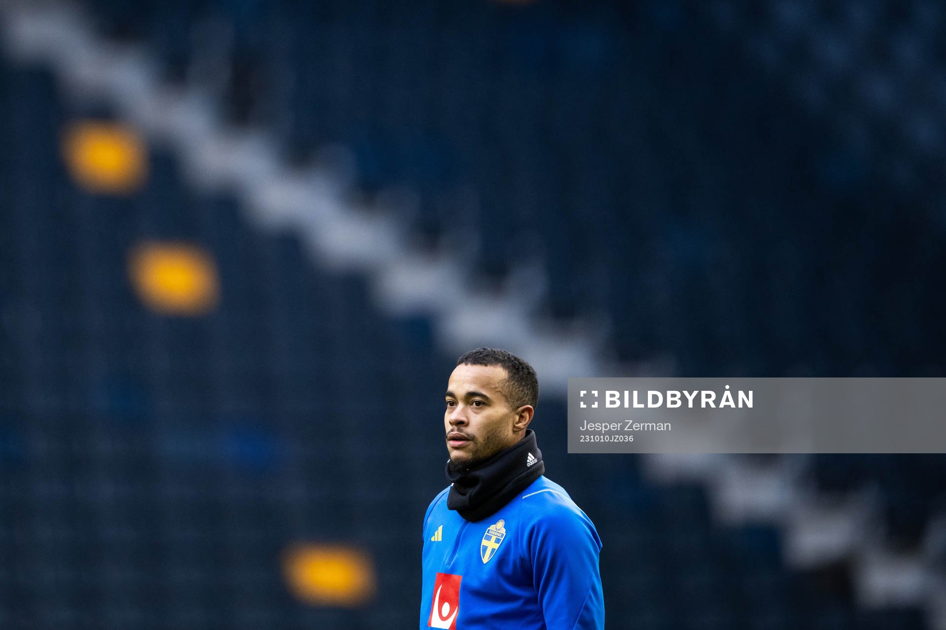 Robin Quaison of the Swedish national football team at a