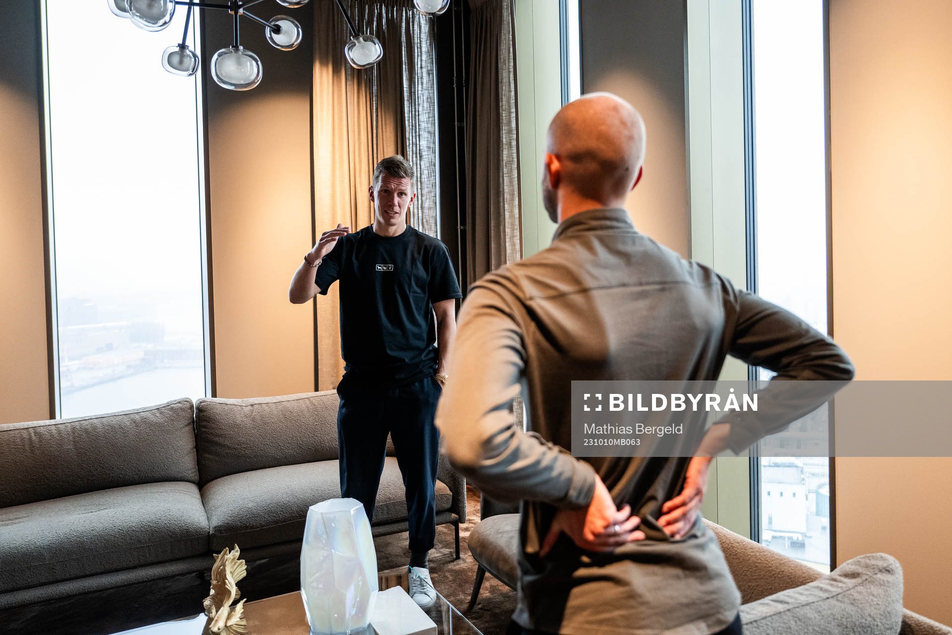Pontus Wernbloom och Robin Söder efter en inspelning av podcasten Hunden, Katten, Glassen den 10 oktober 2023 i Göteborg. 