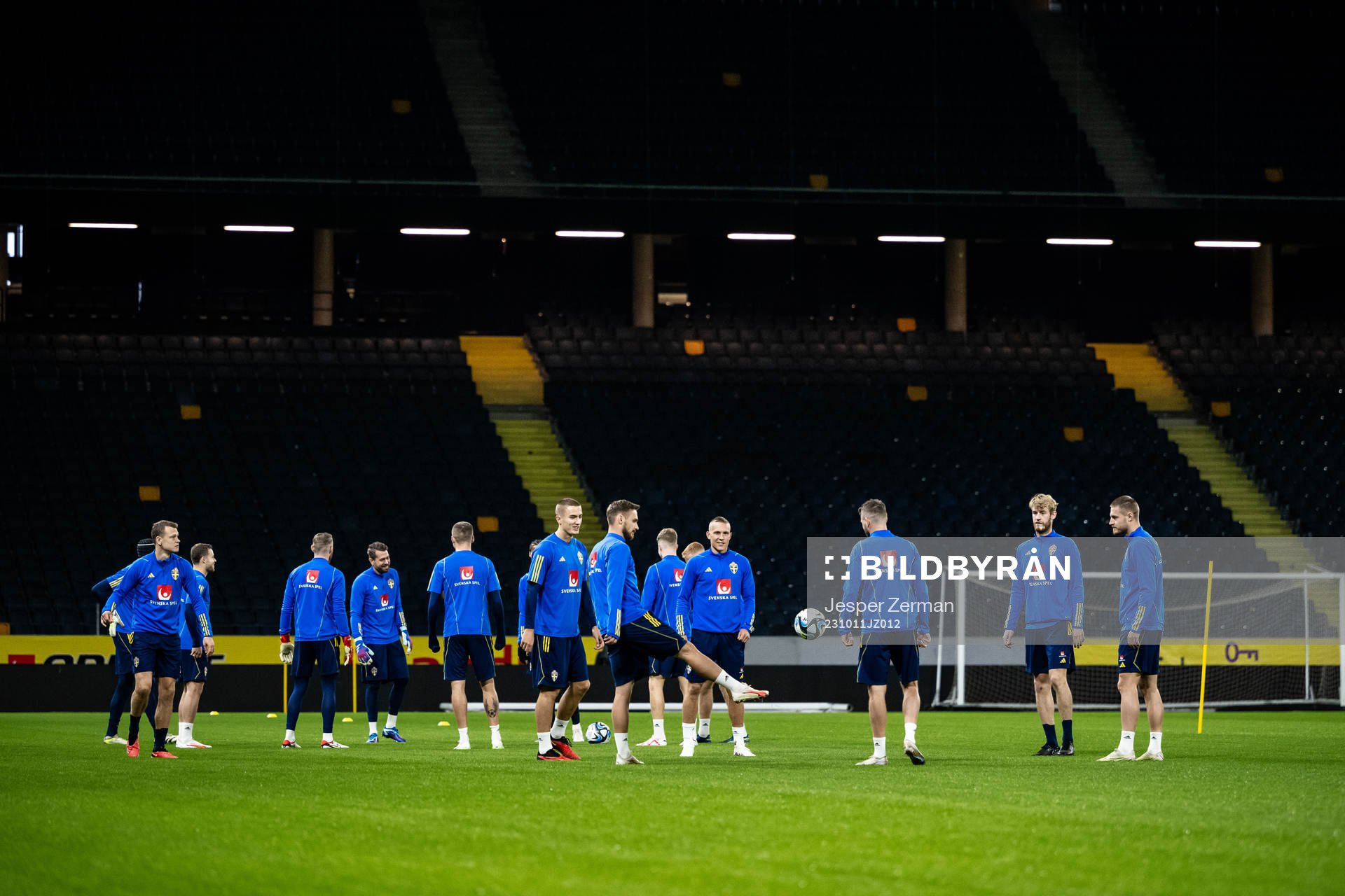 Players of the Swedish national football team at a training