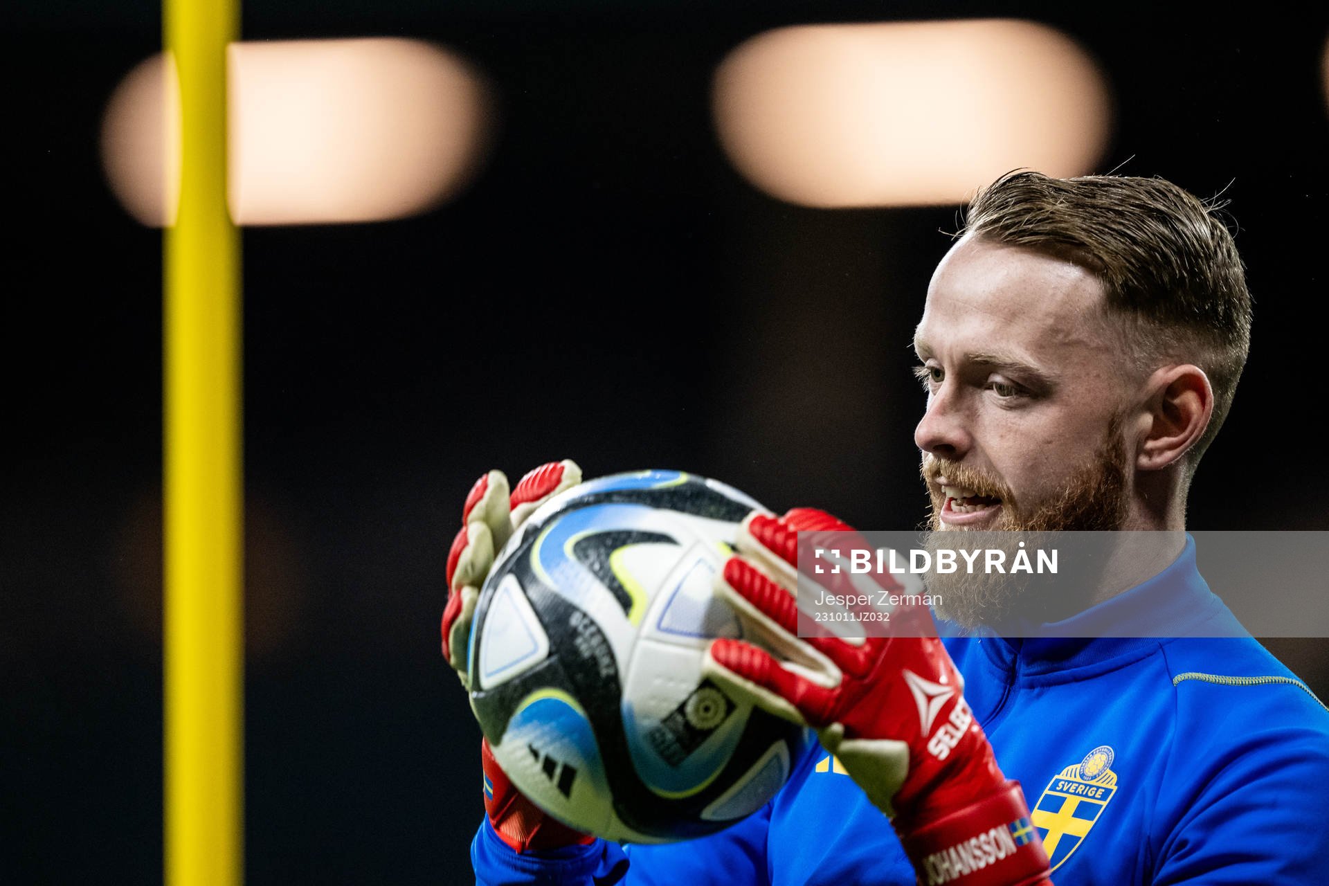 Goalkeeper Viktor Johansson of the Swedish national