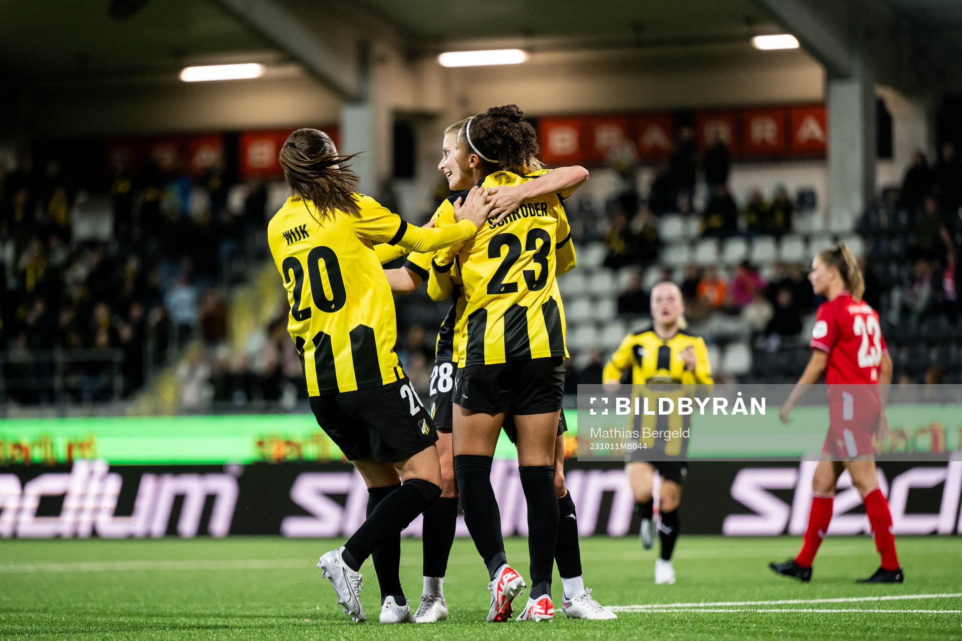 Hanna Wijk and Anna Anvegård celebrate with Felicia