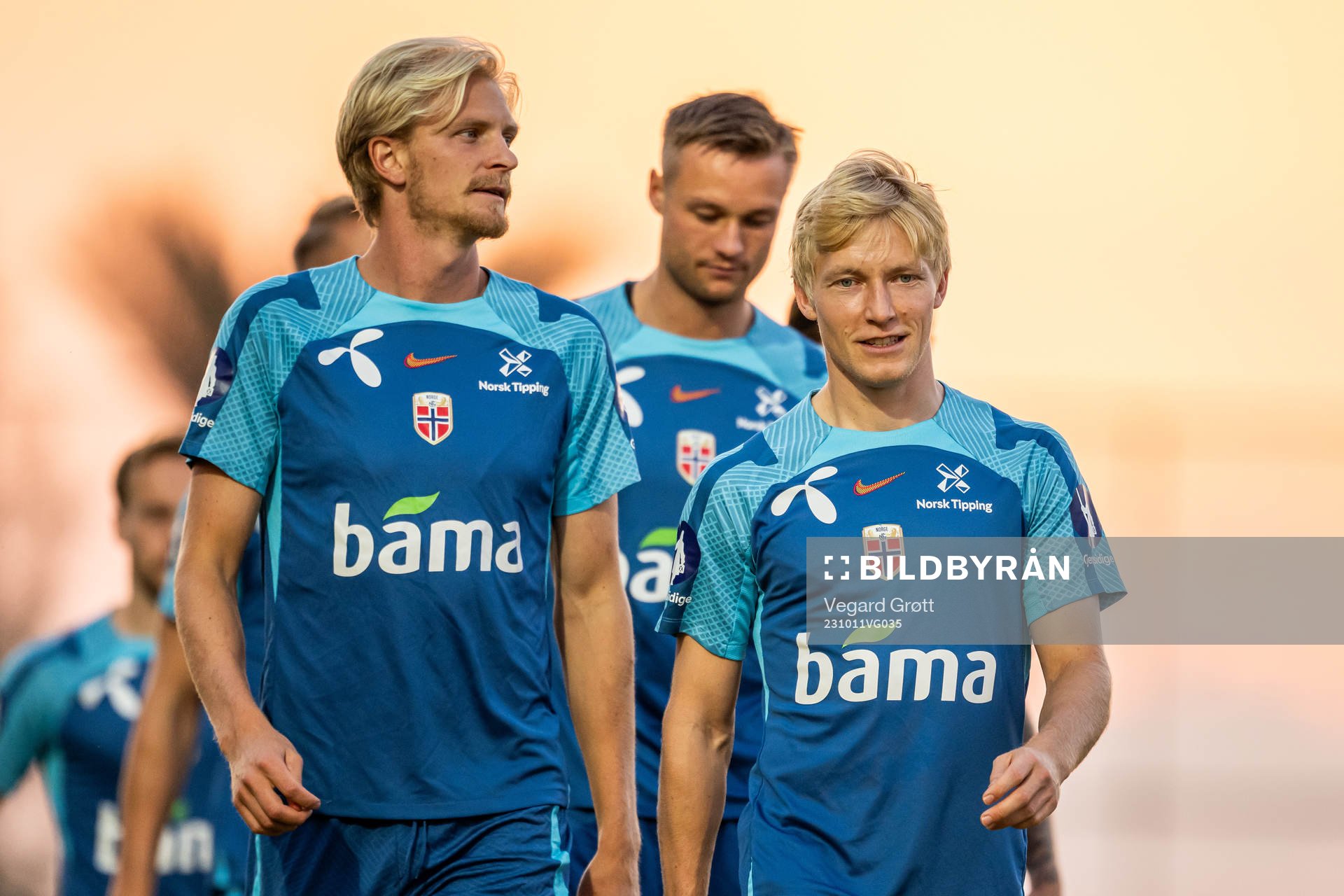 Morten Thorsby and Birger Meling of the Norwegian national