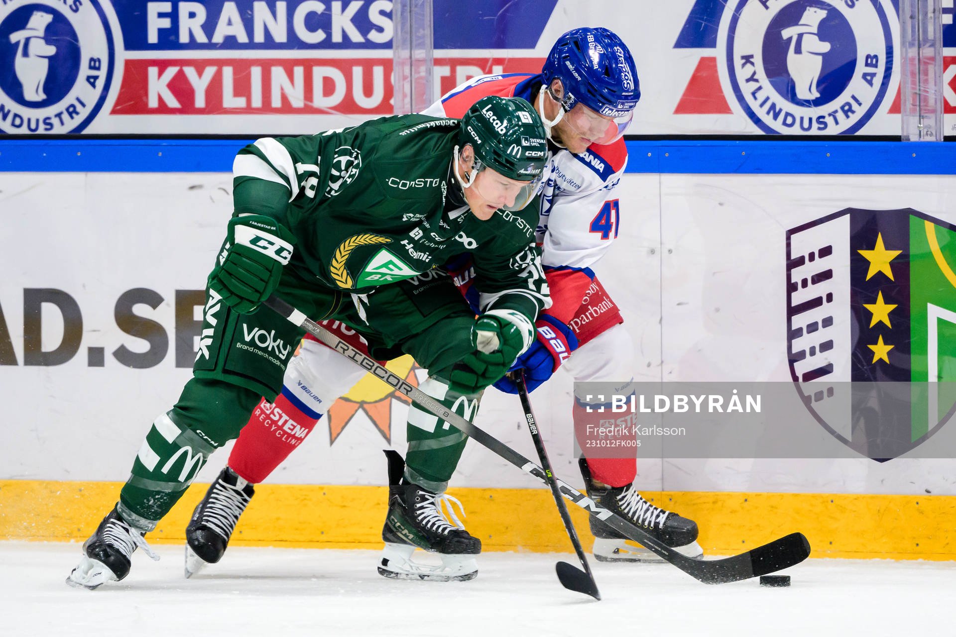 Färjestads Patrik Lundh och Oskarshamns Johan Johnsson